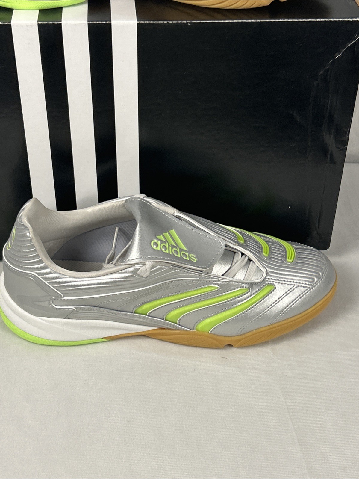 Adidas Predator Sala W Silver Signal Green Indoor Soccer Shoes JR1636 Womens 9