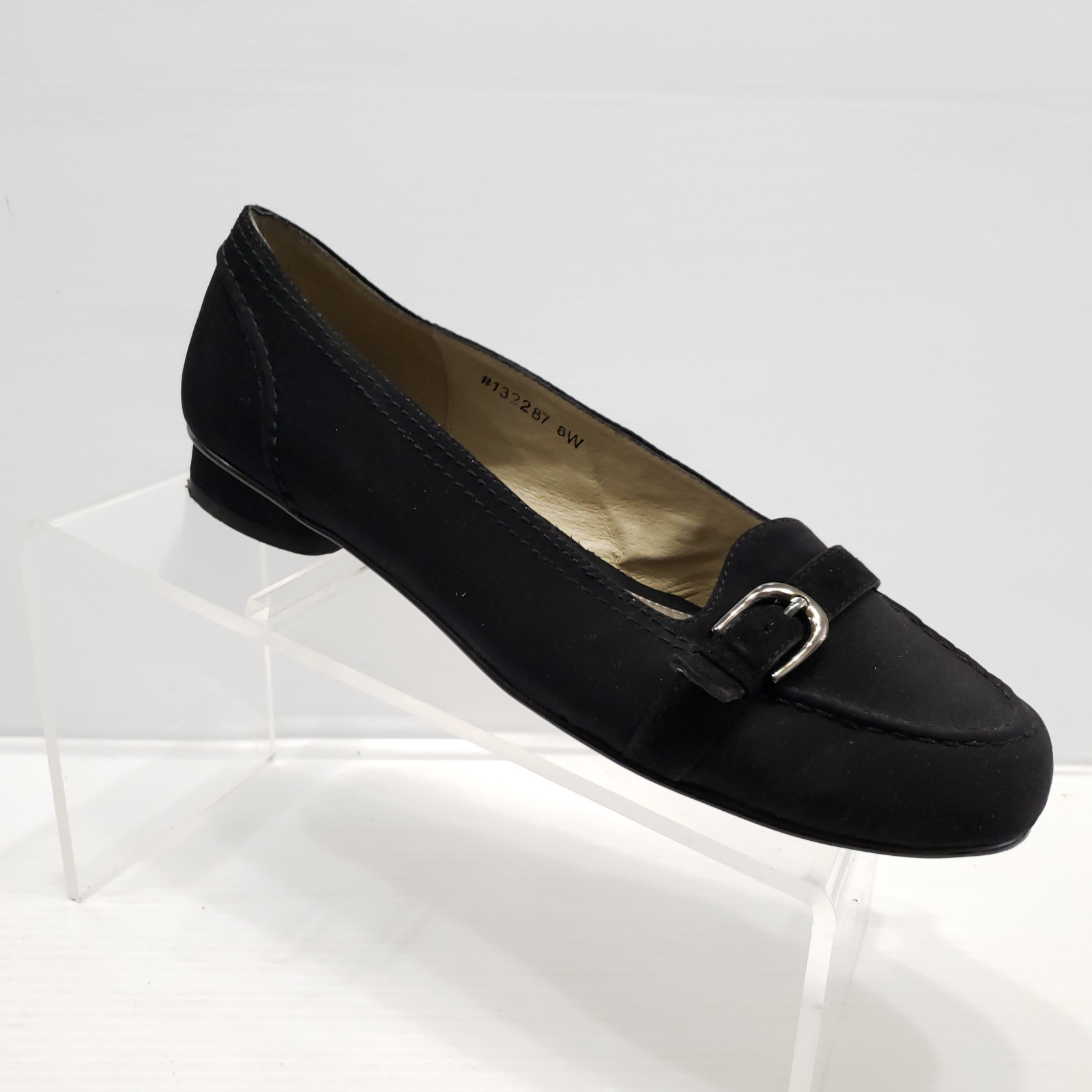 Ros Hommerson Black Textile/Leather Lined Upper Casual Loafer Flats Sz 8W