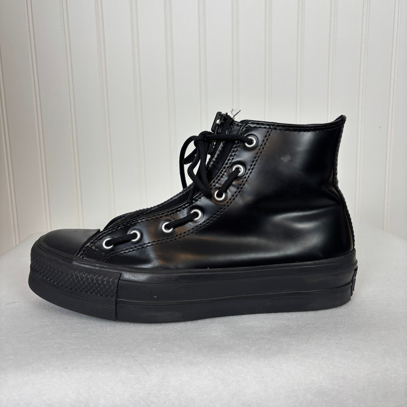 Converse Chuck Taylor All Star Lift Platform Leather Shoes 8 Black Total Eclipse