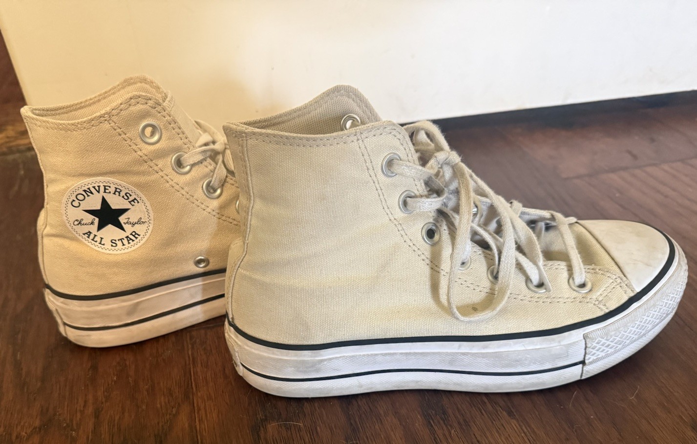 Converse Cream Off White Platform High Top Sneakers Shoes Womens 6.5