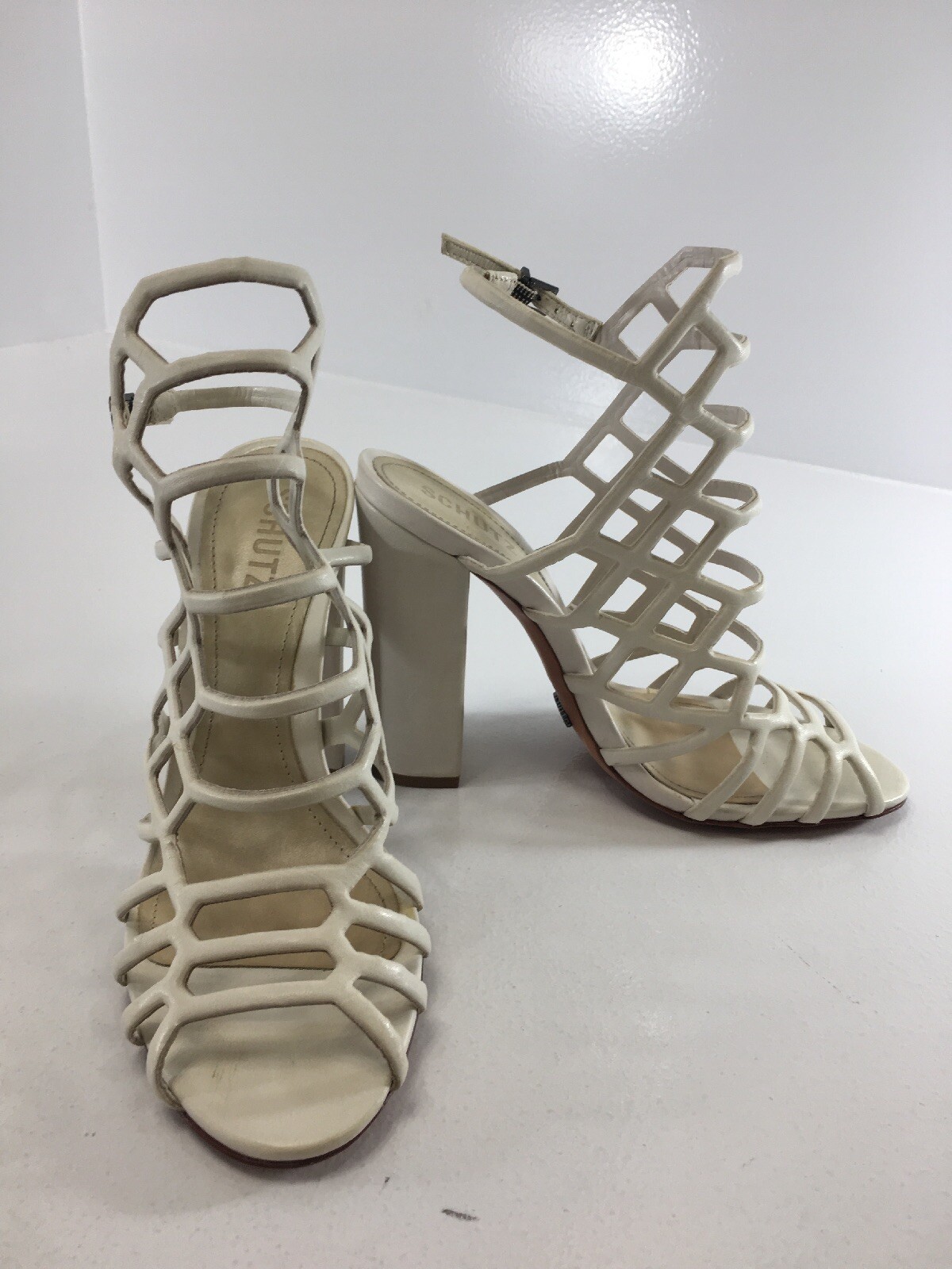 Schutz Womens Jaden Open Toe Heels Color Pearl Size US:7.5B NEW #