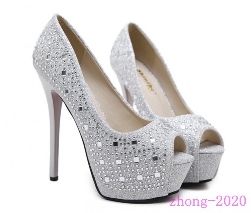 Women’s High Heels Rhinestone Platform Peep Toe Sandals Dress Club Shoes Elegant