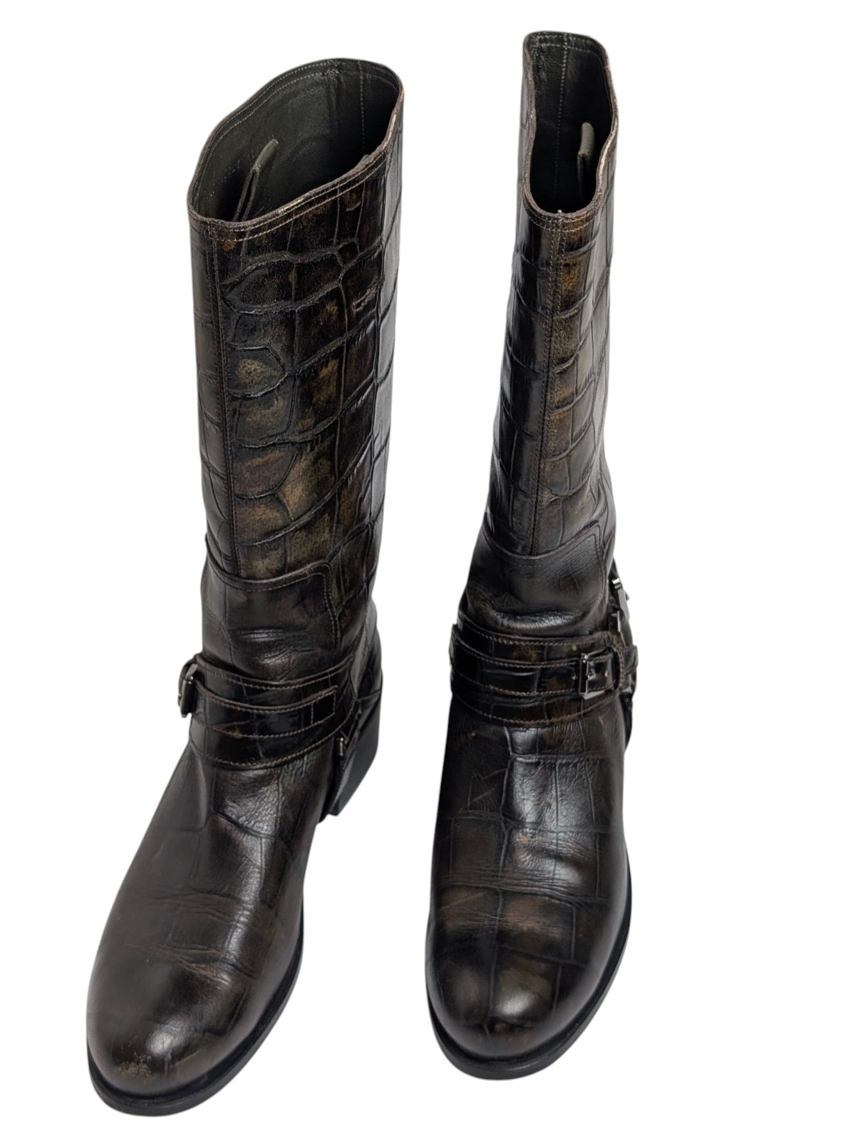 Christian Dior Women’s Harness Boots EU 41 / US 10–10.5 Made in Italy Croc Print