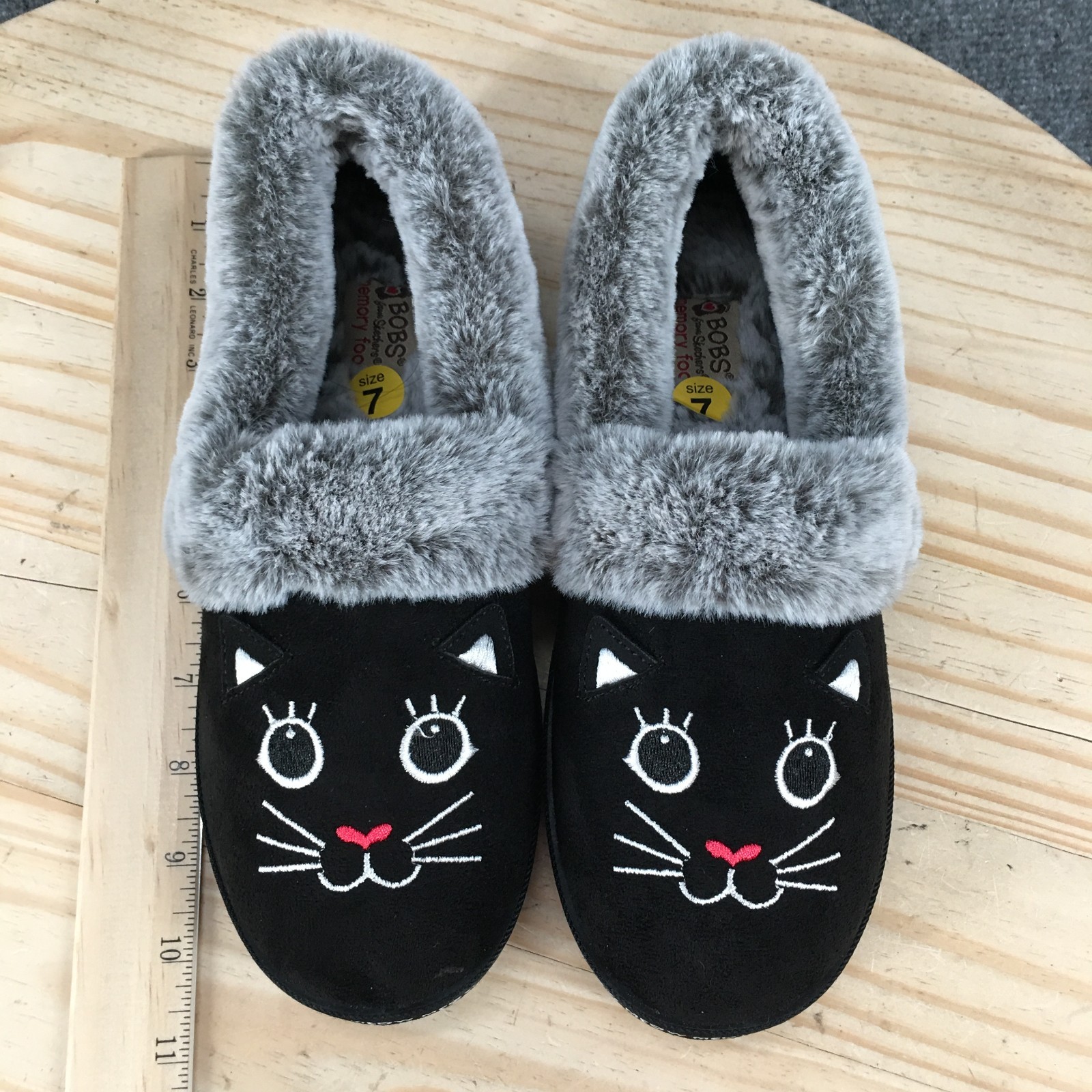 Bobs From Skechers Too Cozy Meow Pajamas Slippers Womens 7 Slip On Black NEW