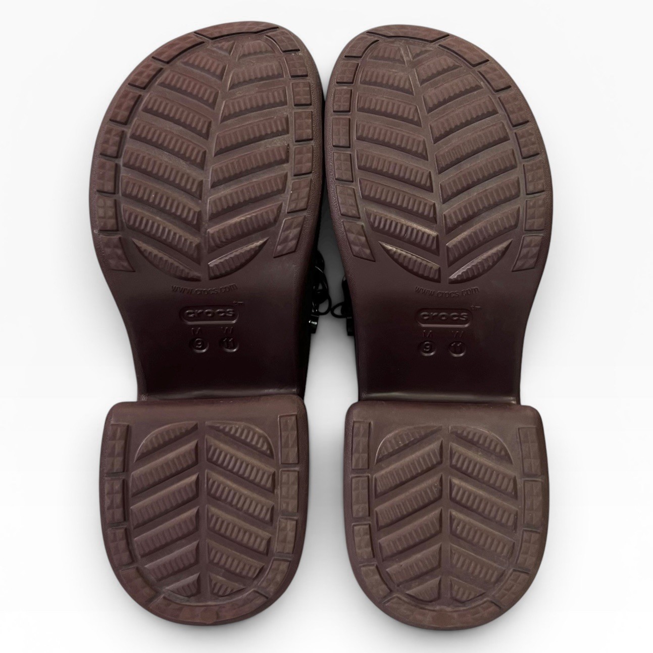 Crocs Siren Chain Platform Clogs Womens 11 Burgundy Chunky Heel Iconic Comfort