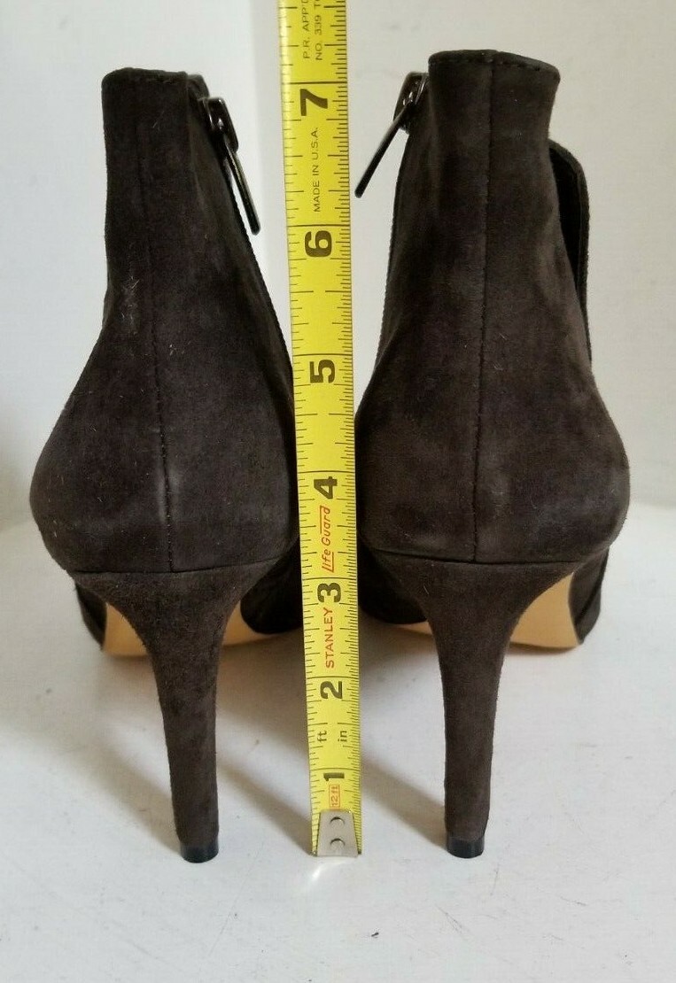 Vince Camuto 8.5W Charlotte BROWN Soft Suede Dress Ankle Boot 3.25″ Heel Zip Up