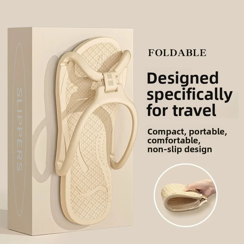 Foldable Travel Slippers Unisex EVA Flip Flops Hotel Non Slip Bathroom Indoor
