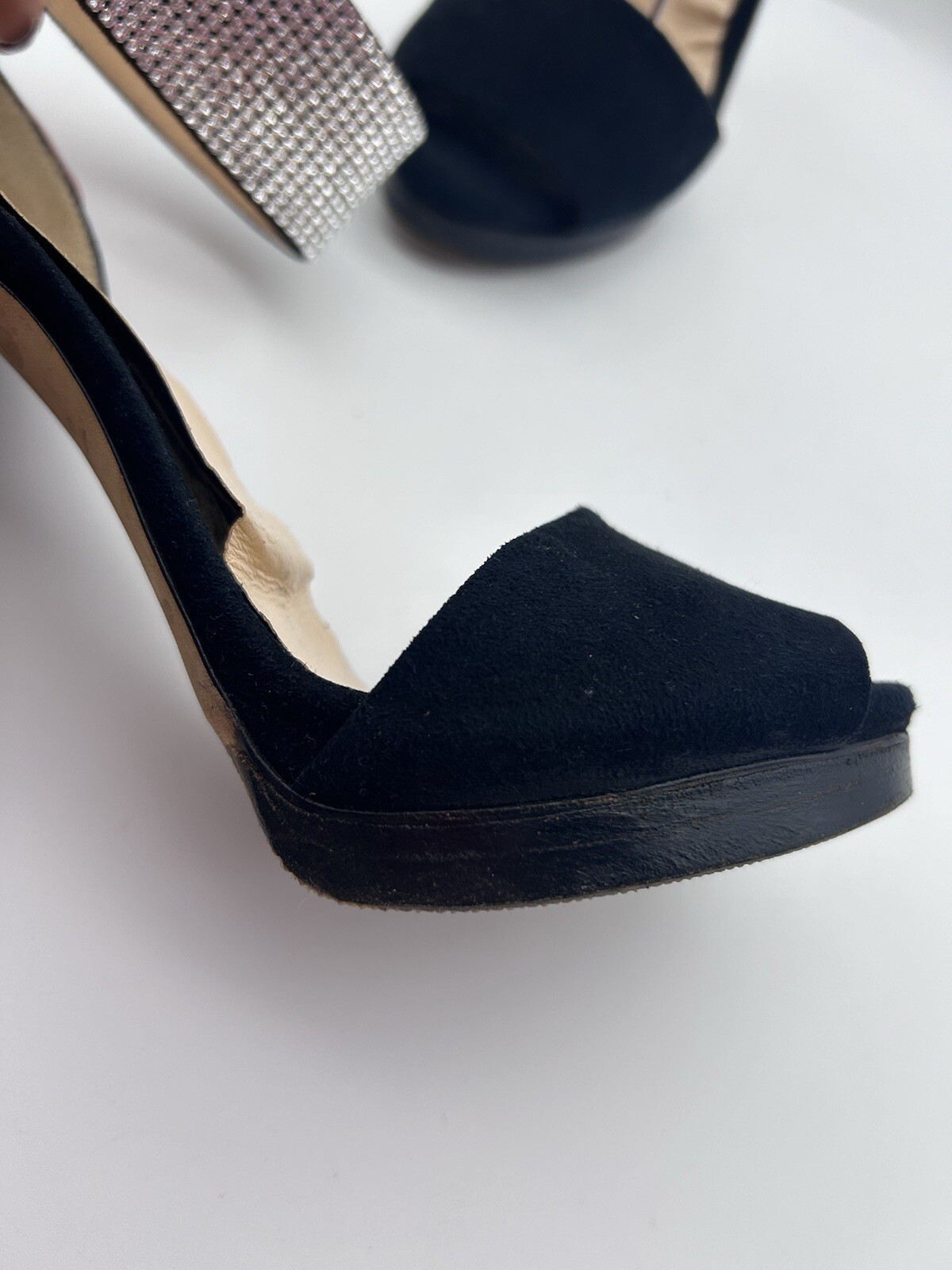 Giuseppe Zanotti Crystal-Cuff High Heel Stiletto Sandals in Black Suede Sz 36.5