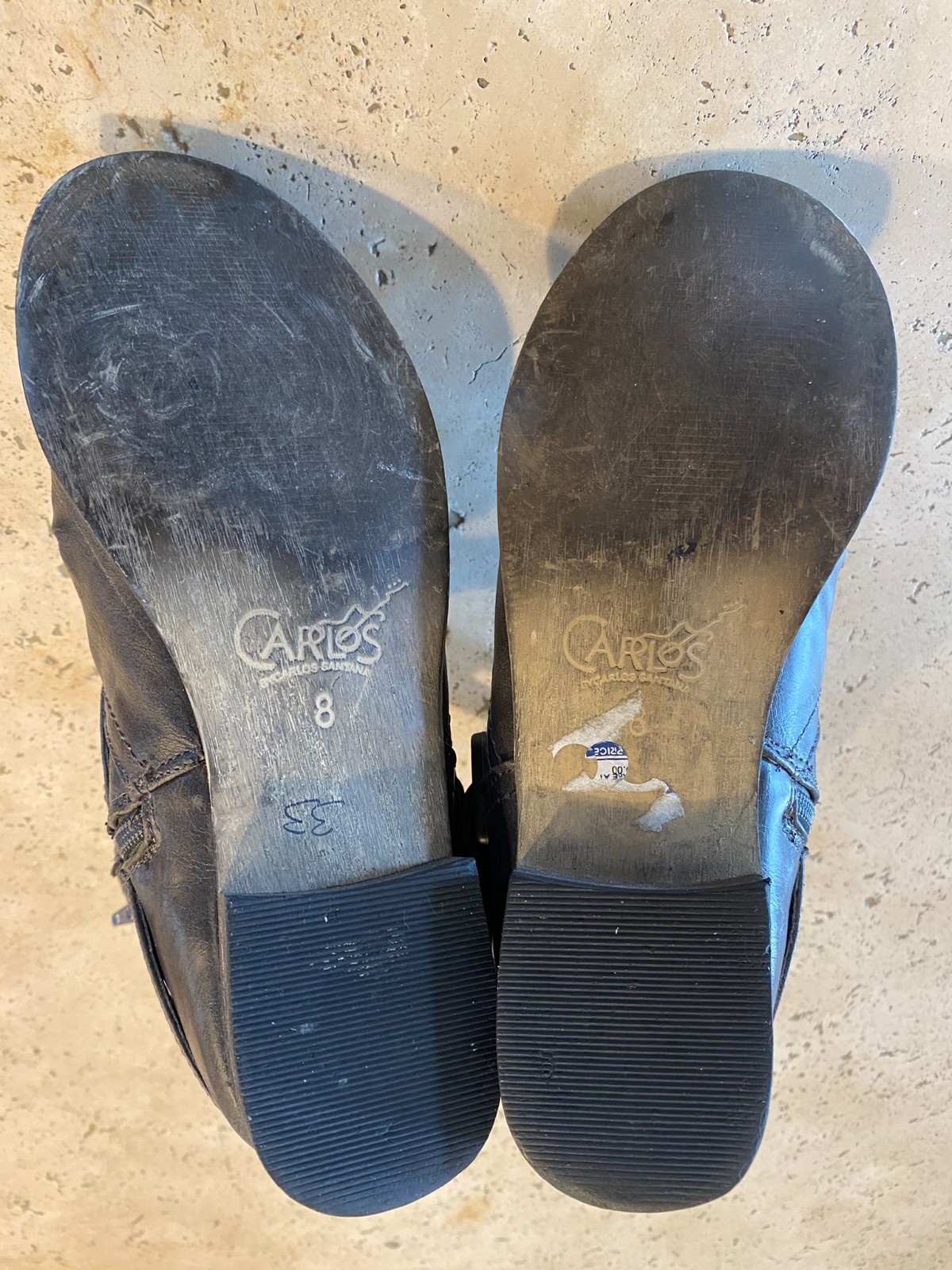 Carlos by Carlos Santana Dark Gray Moto Ankle Boots Buckle Strap Size 8