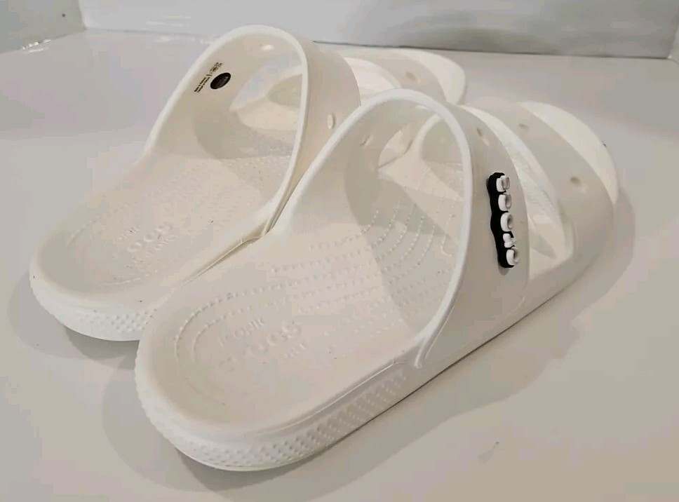 Crocs Unisex Classic Two Band Slide White Sandals Men’s 11 Pre-owned