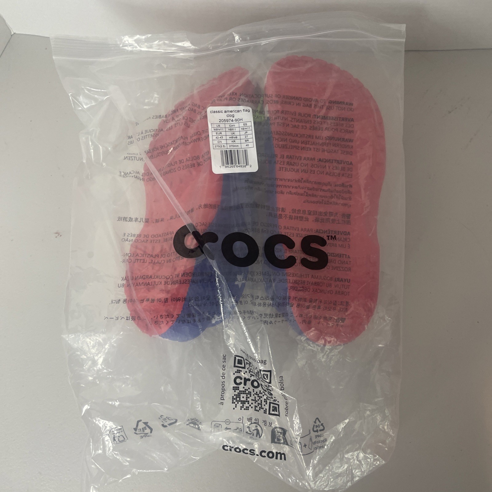 Crocs Clogs American Flag USA Patriotic Classic Slides Men’s Size 9 – Women’s 11
