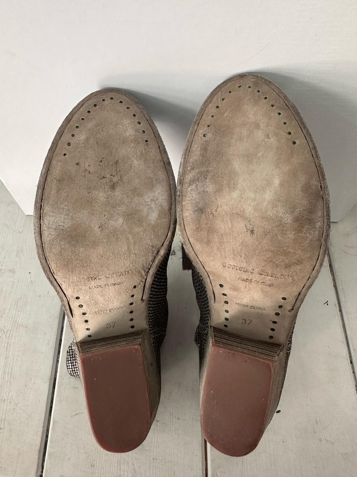 Officine Creative Ankle Boots Genuine Leather Woman Size Eu37 Grey Heel 3 1/8in