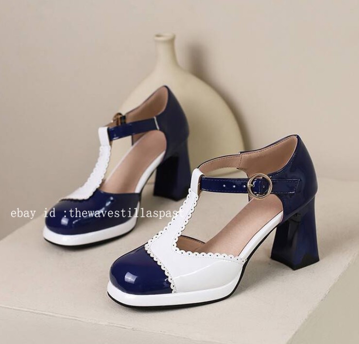 Chic Womens Color Splice Sandals Faux Leather T-strap Casual Dress Party Shoes