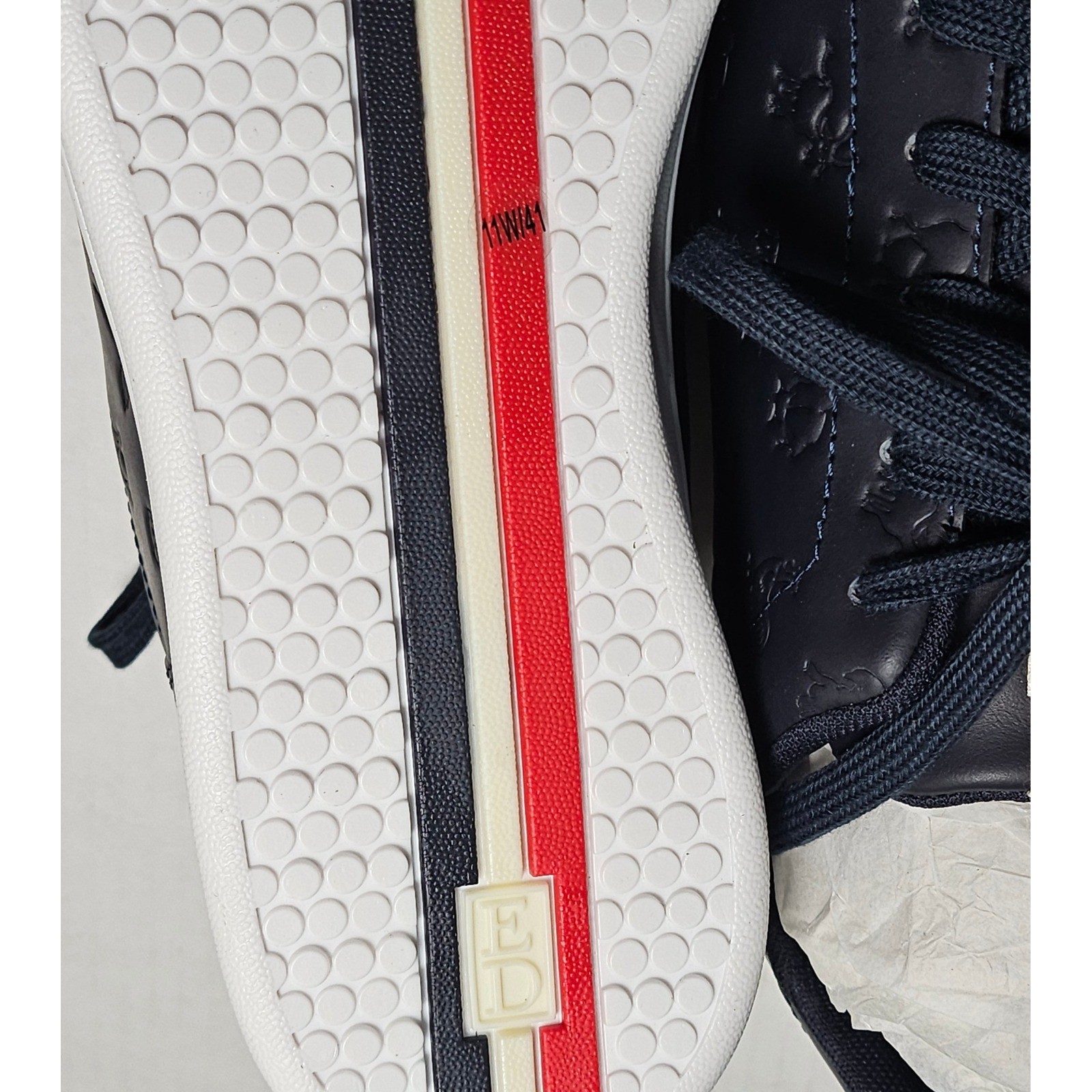 ED Ellen DeGeneres Chaboss Navy Blue Leather Embossed Animal Sneakers Womens 11W