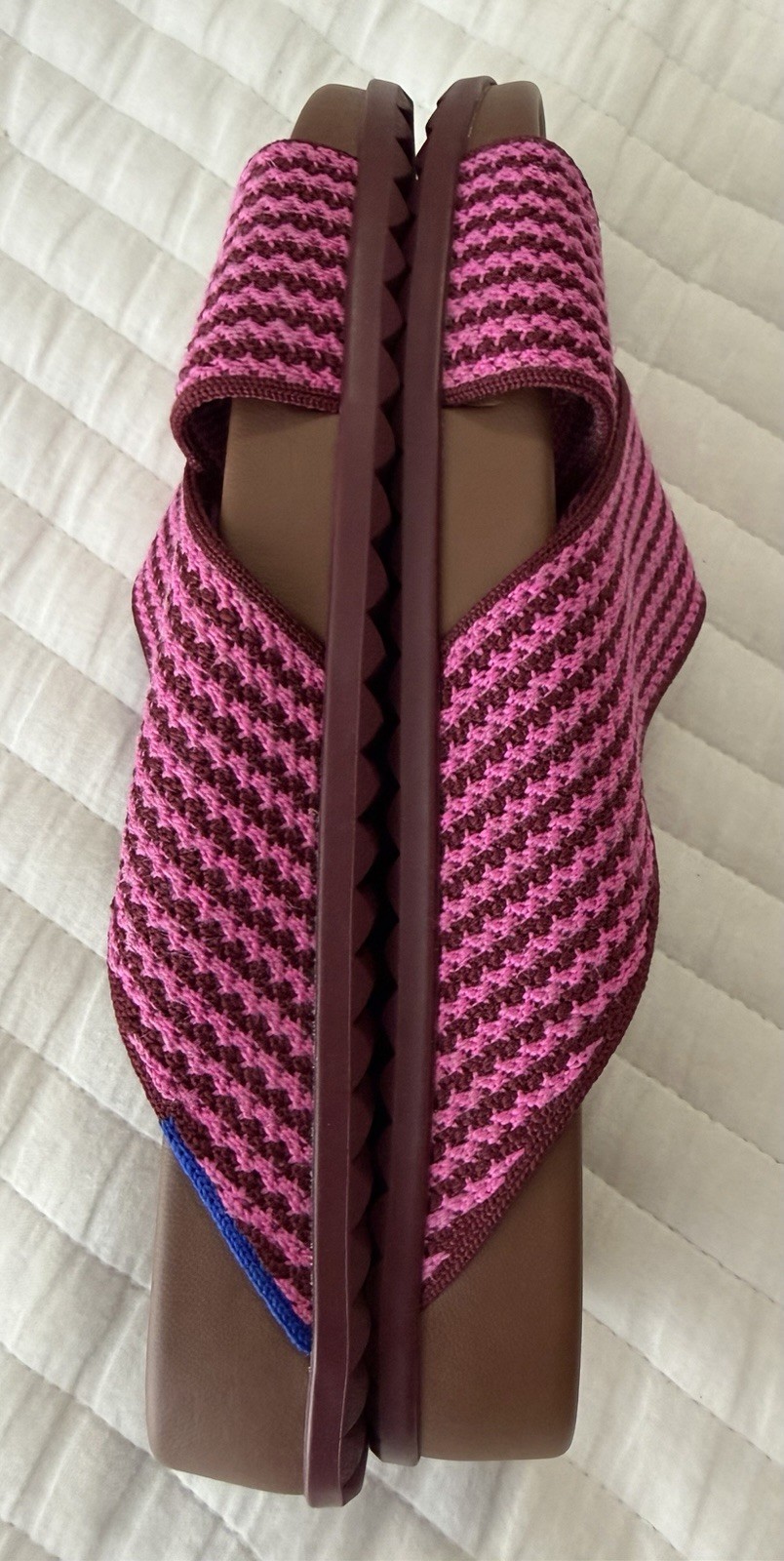 Rothy’s The Weekend Slide Cross Strap Open Toe in Sangria Knit Women’s 7