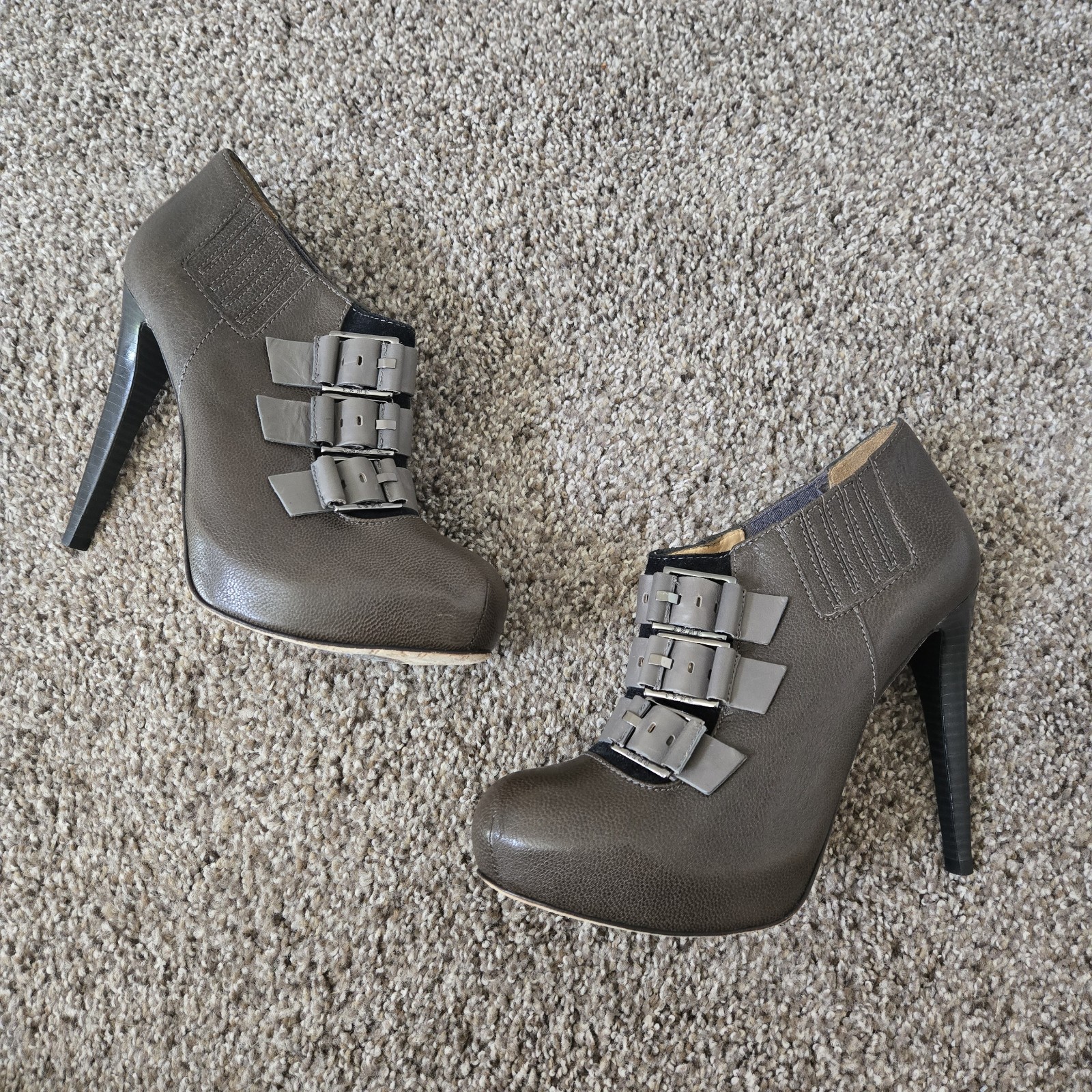 L.A.M.B. King Heeled Ankle Boots Women’s 7.5 Olive Gray Platform Gwen Stefani