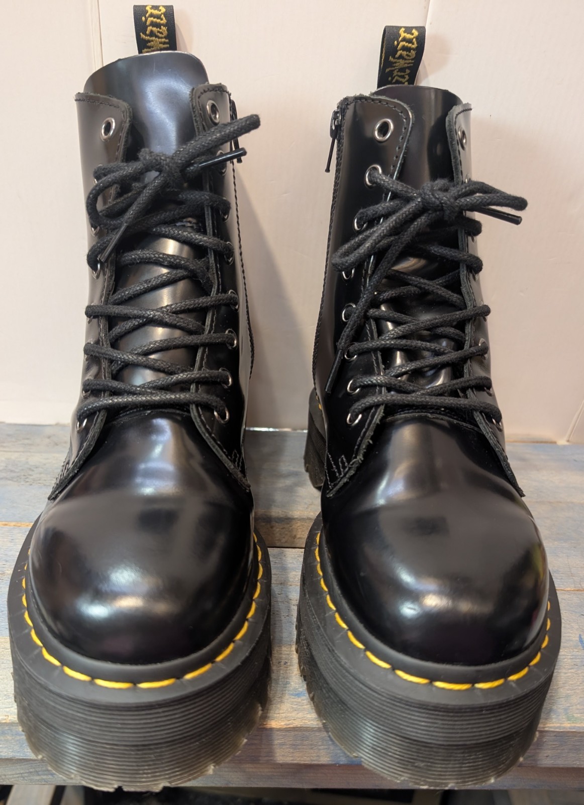 Dr Martens Womens Smooth Leather Chunky Platform Goth Grunge Combat Boots US 7