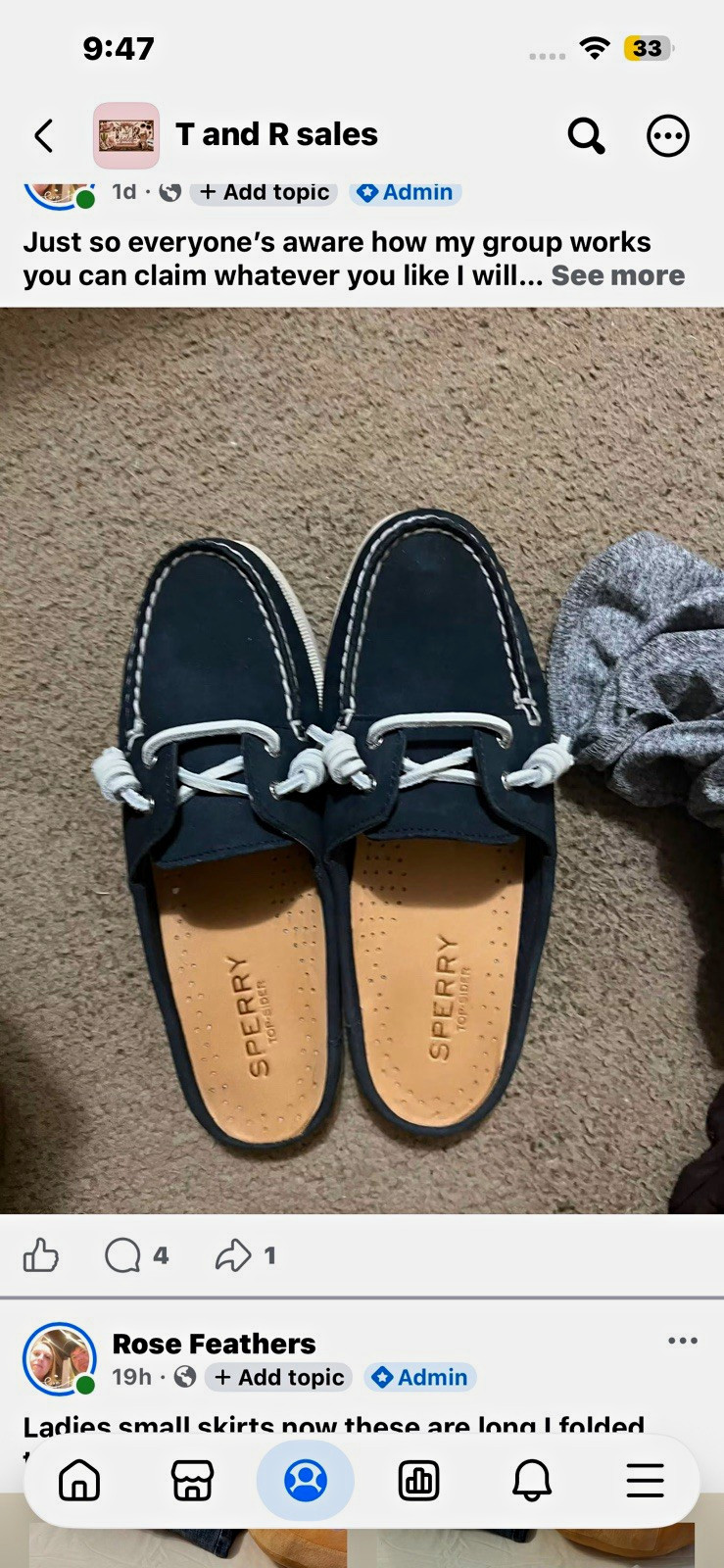 SPERRY Women’s Top-Sider Leather Slip-On Loafer Flats Blue/White US 6.5