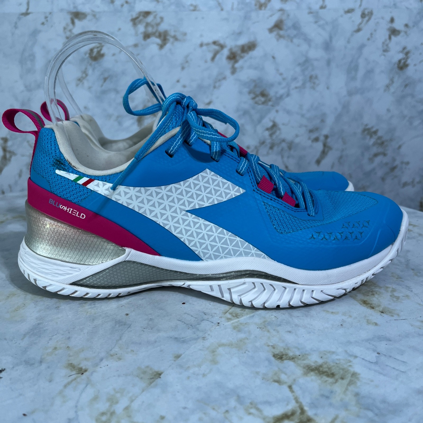 Diadora Blushield Women’s Size 6.5 Tennis Shoes Blue White Pickleball Sneakers