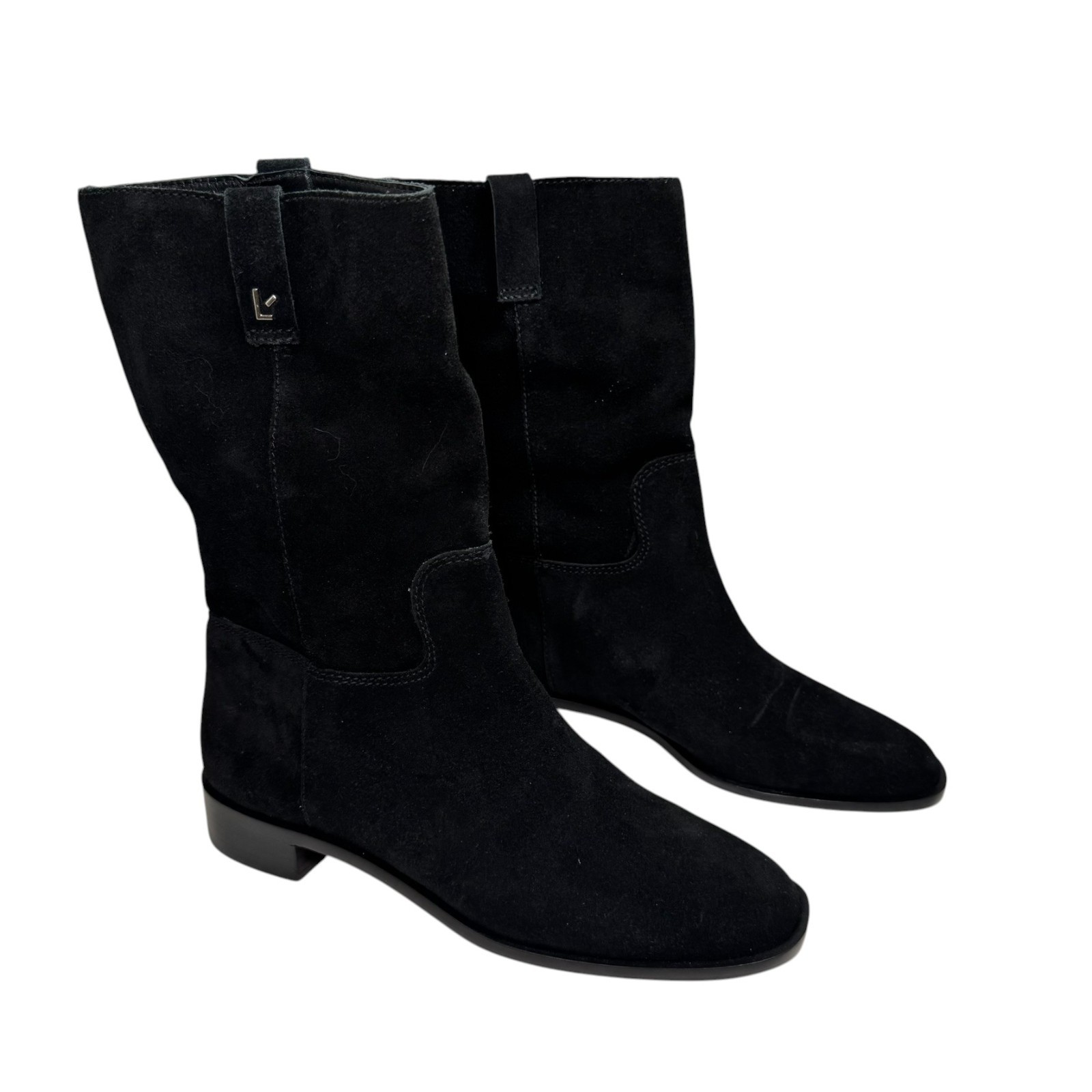 LARROUDE Barb Mid Calf Boots Size 9.5 -10 Black Suede NEW $430 Anthropologie