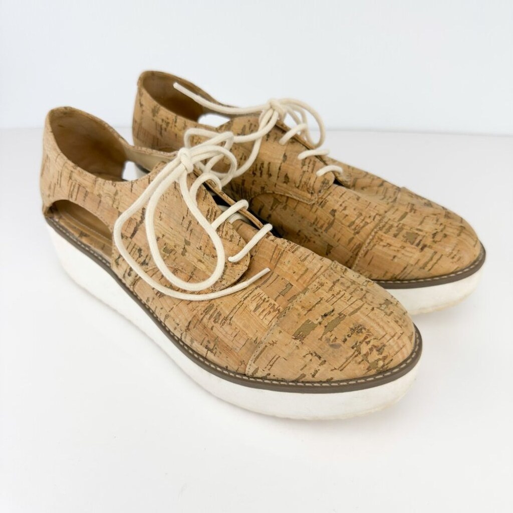 SCHUTZ Oxford Flatform Cut Out Cork Lightweight Contemporary Summer sz 41