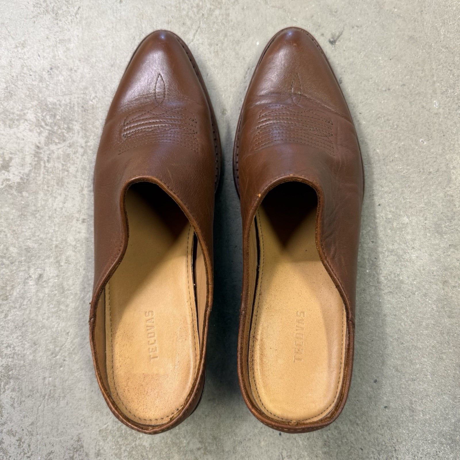 Tecovas The Sophie Mules Bovine Leather Caramel Women’s 8.5 Carmel Brown Slipon