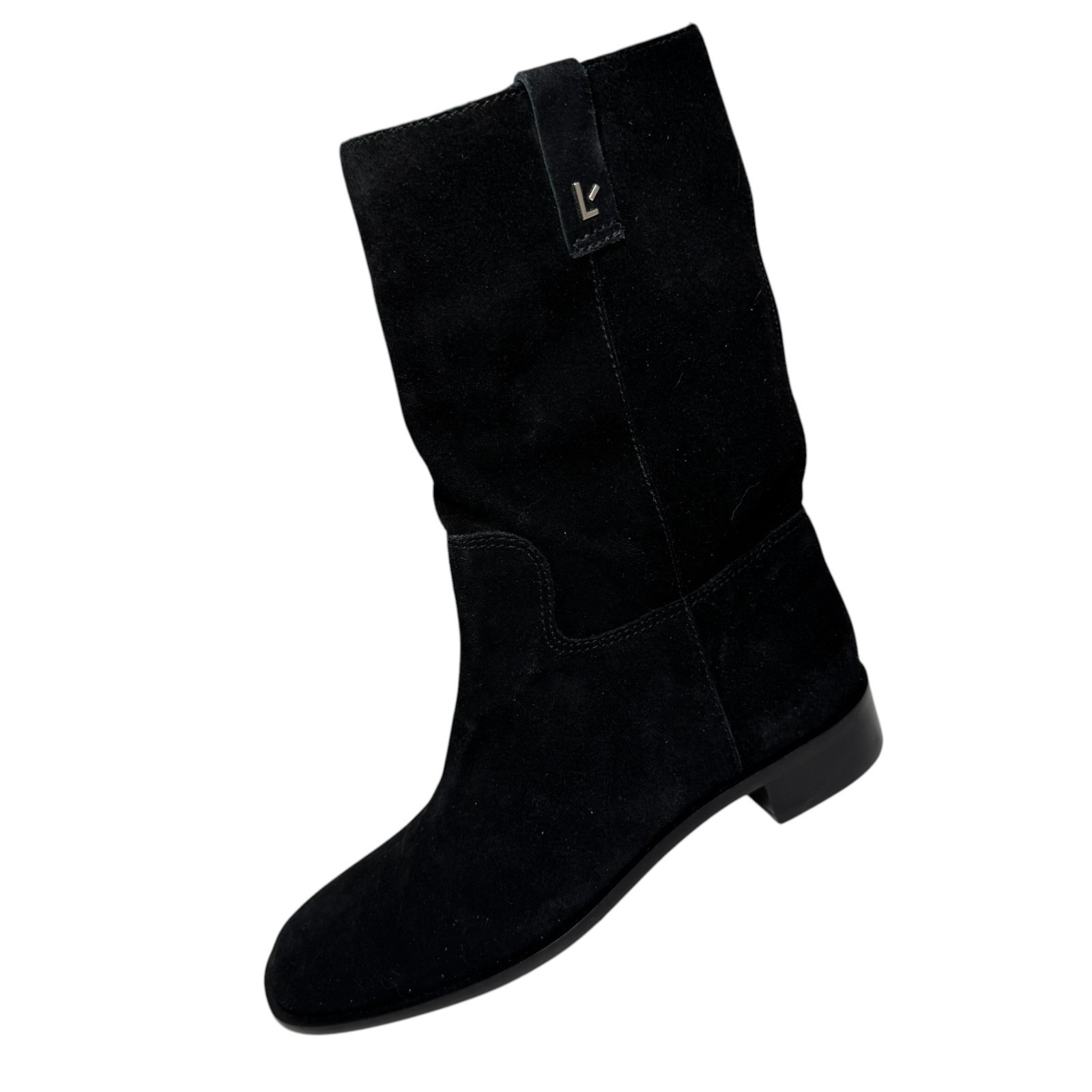 LARROUDE Barb Mid Calf Boots Size 9.5 -10 Black Suede NEW $430 Anthropologie