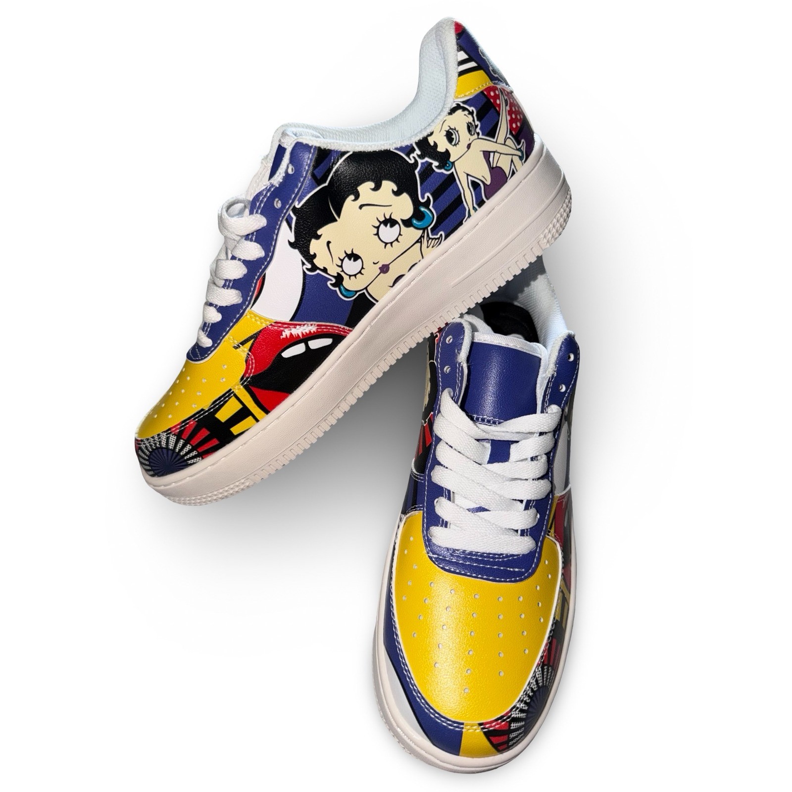 Betty Boop Pop Art Comic Print Fashion Sneakers Multicolor Women Sz 10.5 NEW