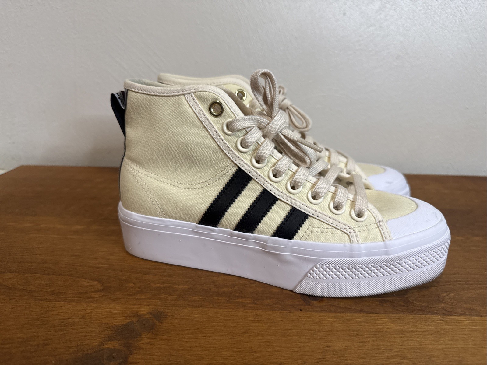 adidas Nizza Platform Womens Wonder Beige Lace Up Mid Shoes H00641 Size 8