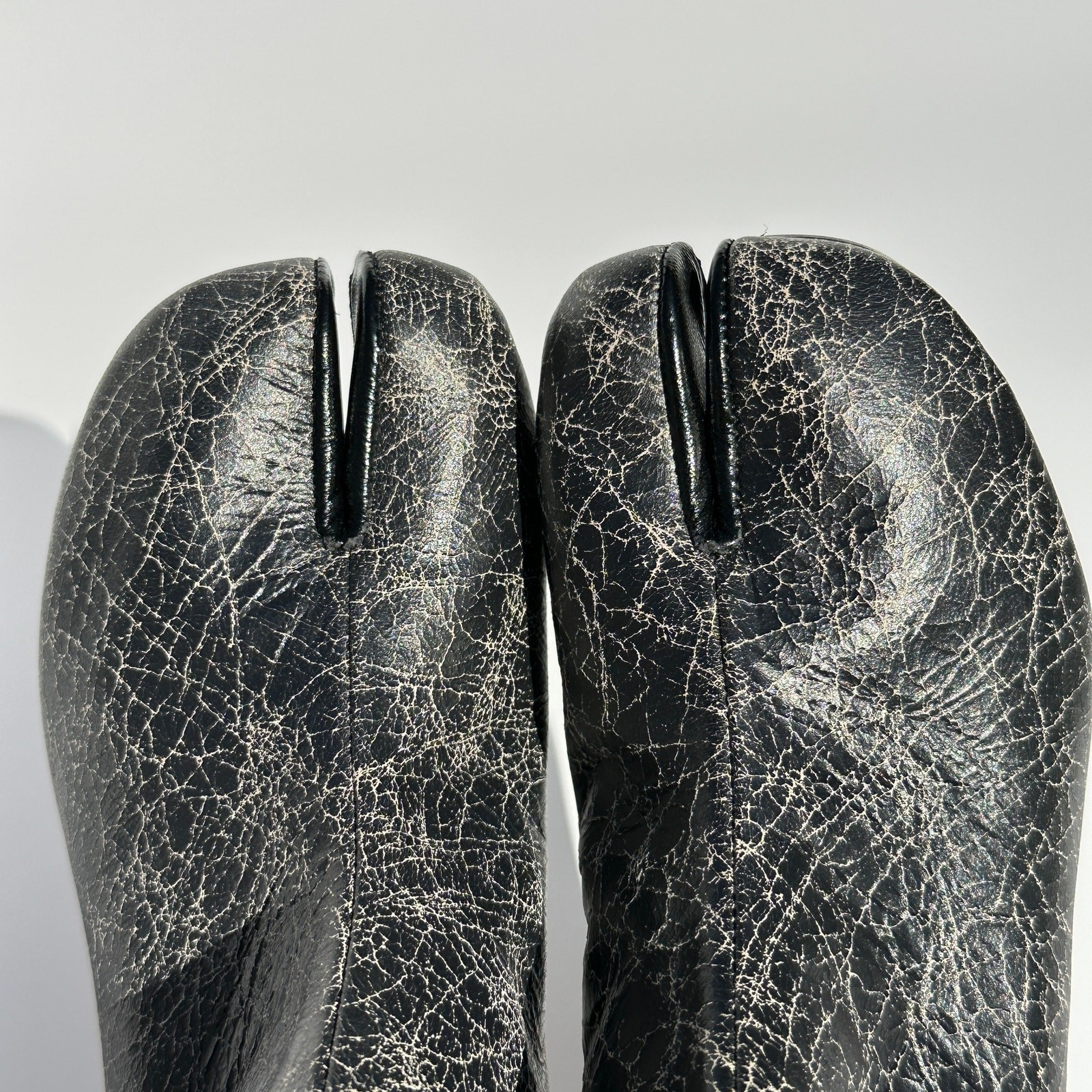Maison Martin Margiela Tabi Ankle Boots Black Crinkle Leather 3cm 1.1″ Heel S 37