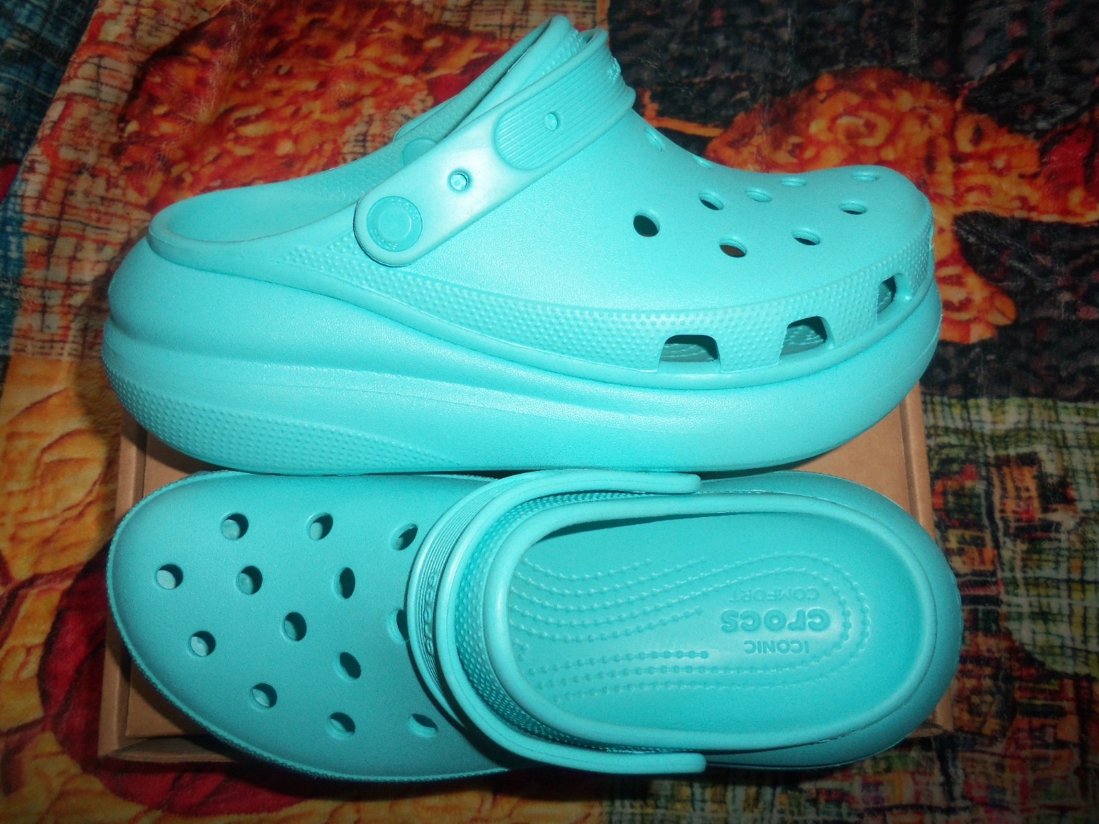 Crocs Blue Classic Crush Clogs Wedge Platform Mules Sandals Size W 10 – M 8