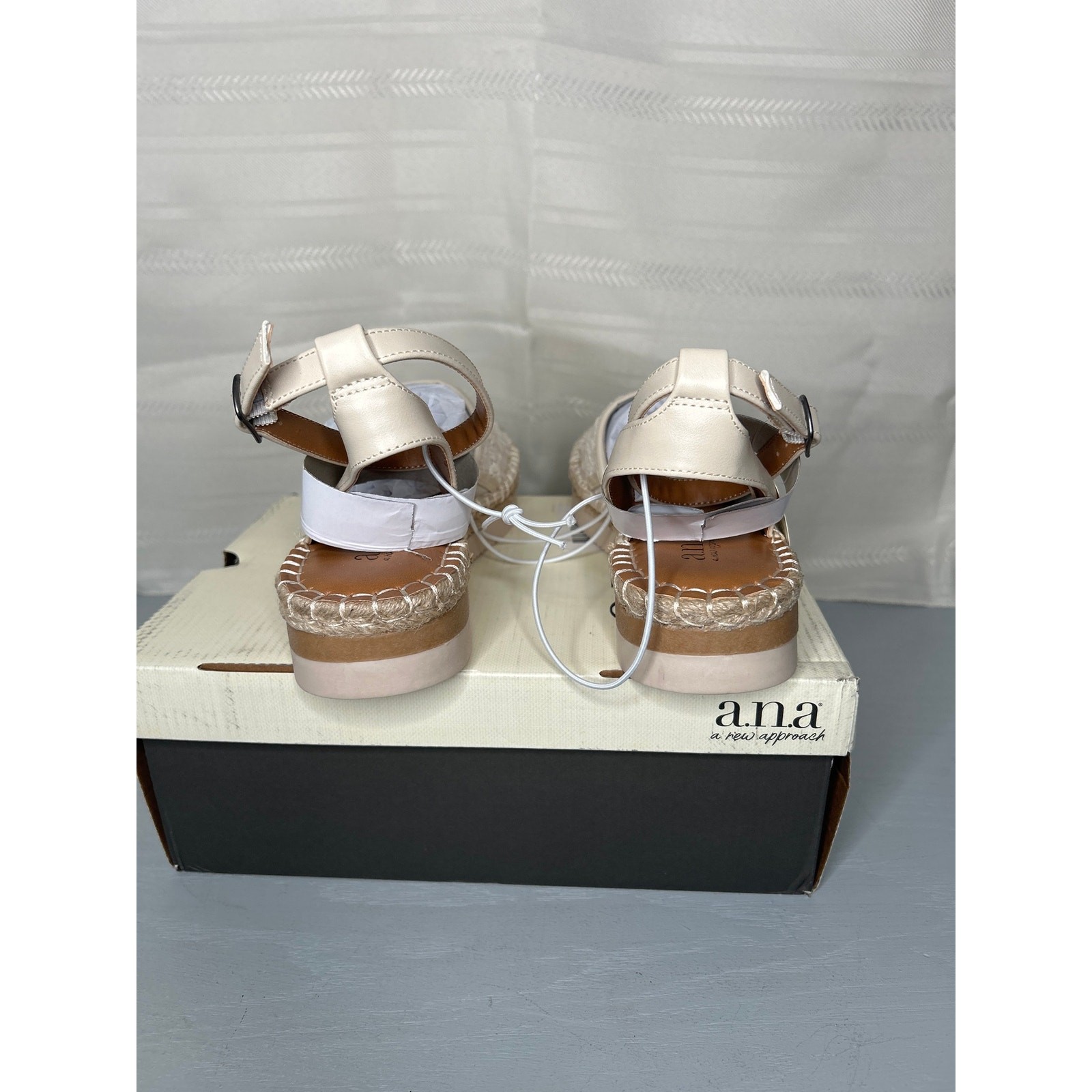 a.n.a Clayson Espadrille Wedge Sandal Ivory Size 8 M Open Toe Slip-On Summer
