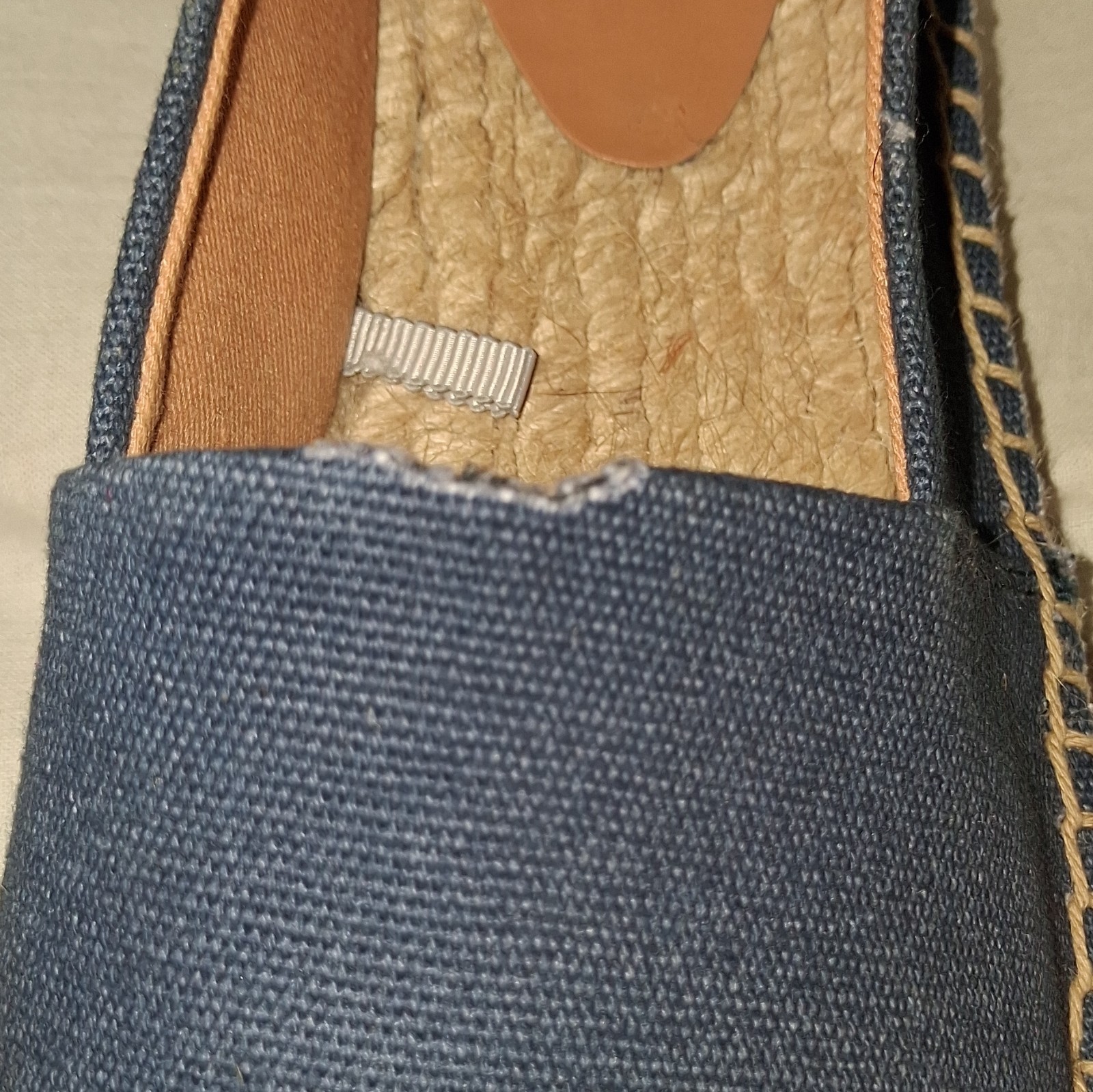 J. Crew Blue Pink Canvas Slip On Espadrilles Jute Sole Shoes Women’s Size 8.5