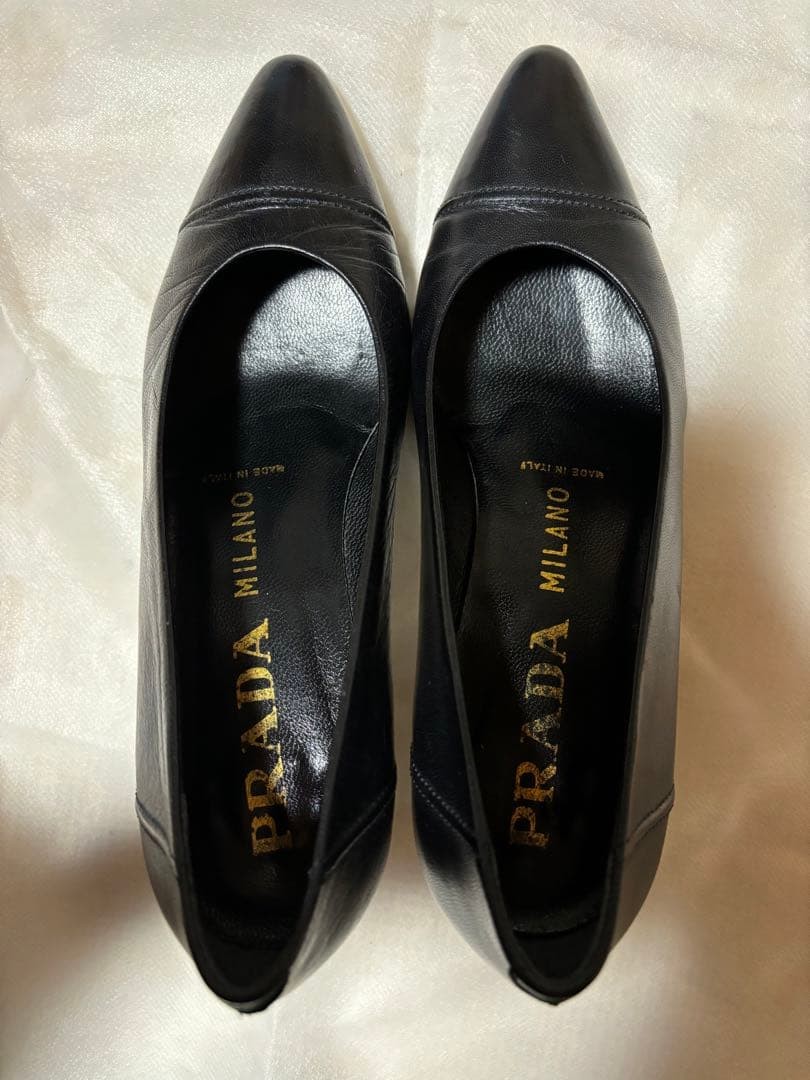 PRADA Black Leather Pointed Toe Heels Size 22.5cm US 5.5 – Excellent Condition