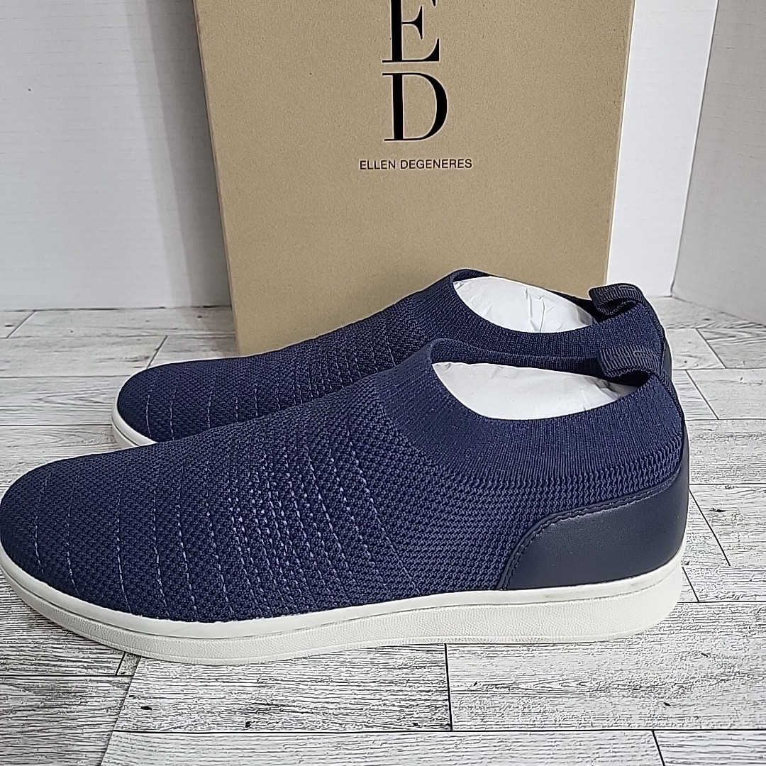 ED Ellen DeGeneres Women’s 7.5 M Chalibre Slip On Sneakers Mesh Navy Blue NEW