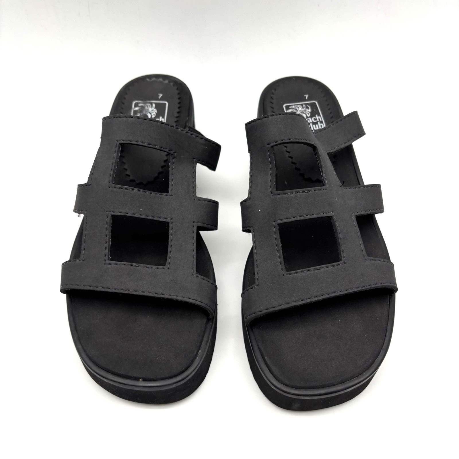 NEW Vintage Y2K Beach Club by Seychelles Black Cut-out Foam Platform Sandals 7
