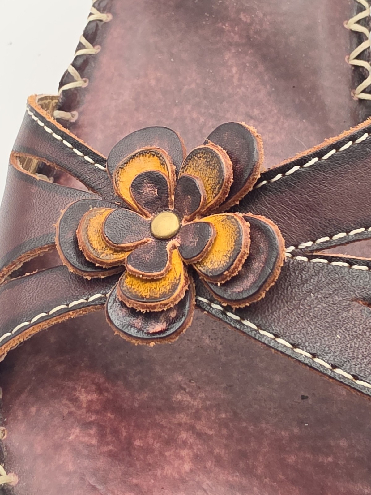 L’Artiste by Spring Step Lilith-BR Brown Leather Floral Wedge Sandals Women’s 39