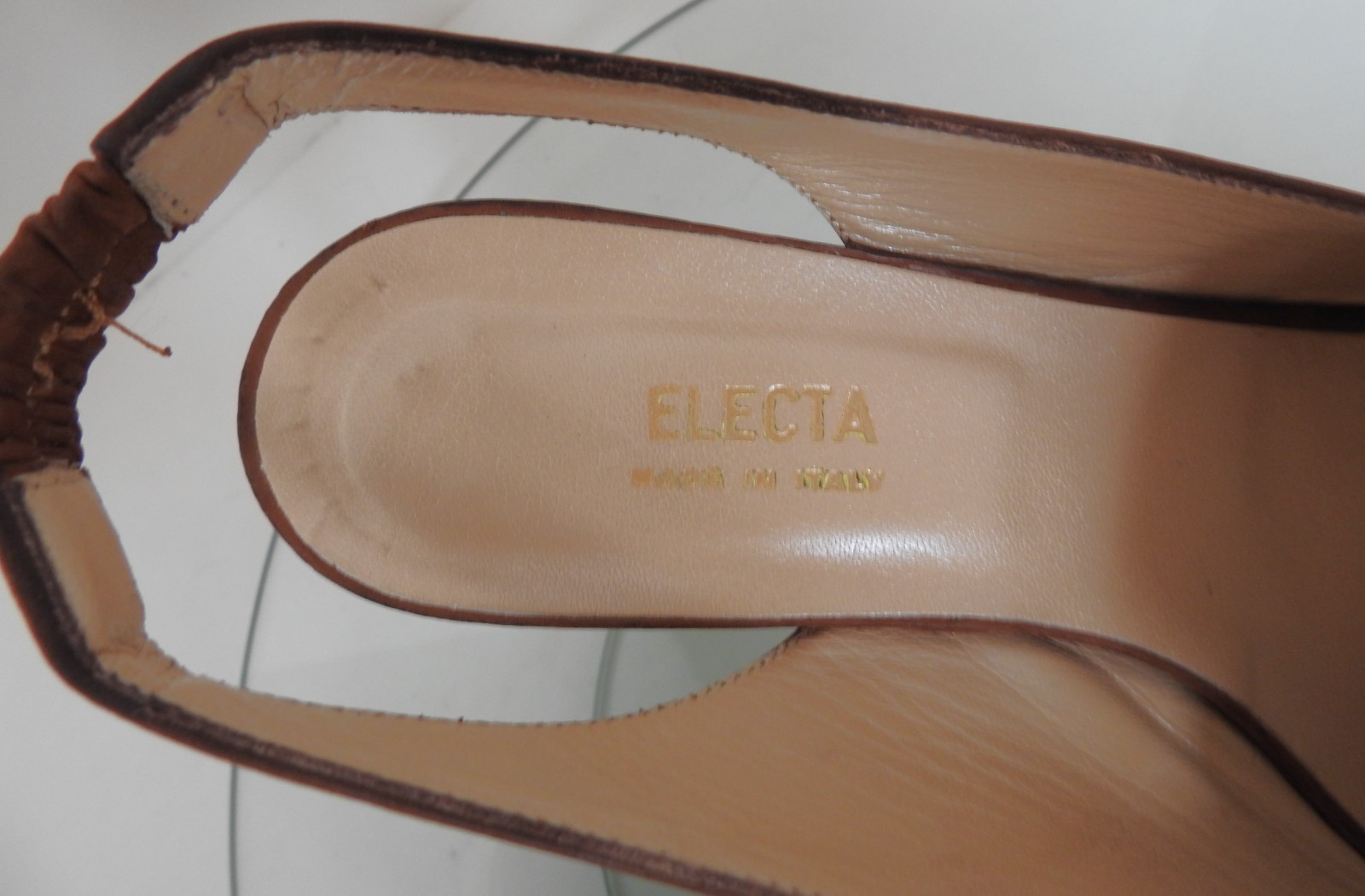 Electa Vero Cuoio Italy Brown Nubuk Sling Back Heels sz 7.5 EU 38 *ship w/o box