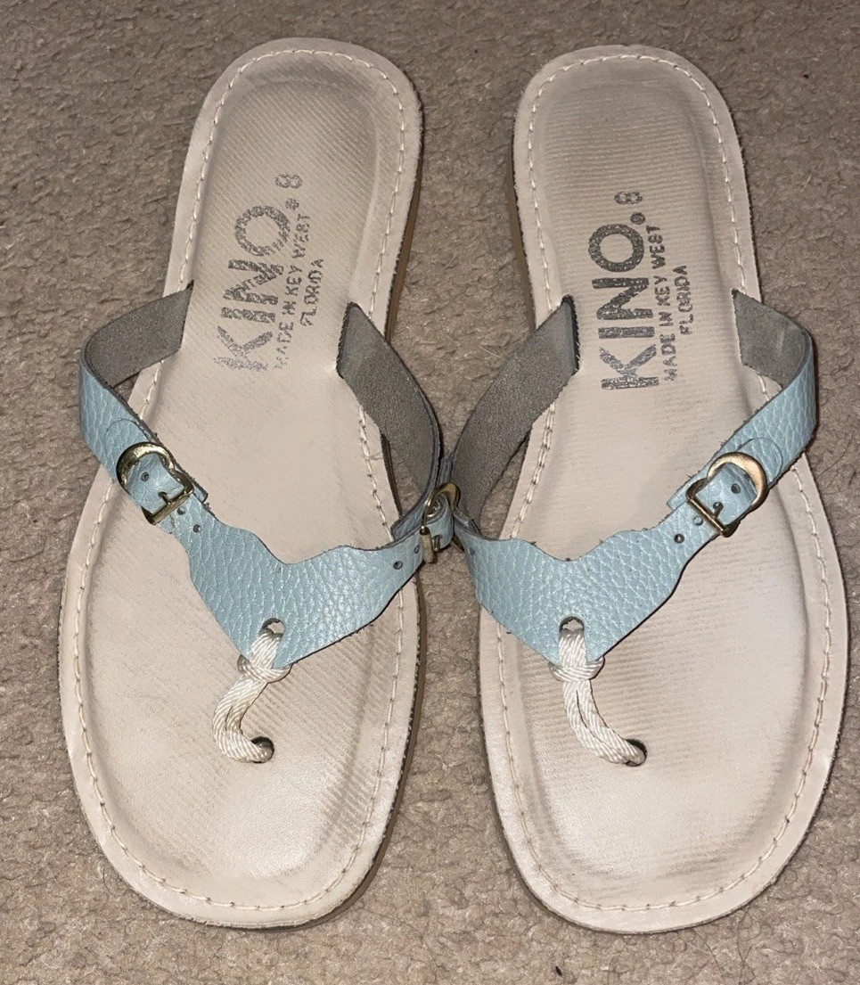 KINO Women’s Key West Julia Leather Flip Flop Sandals Size 8 Beach Summer