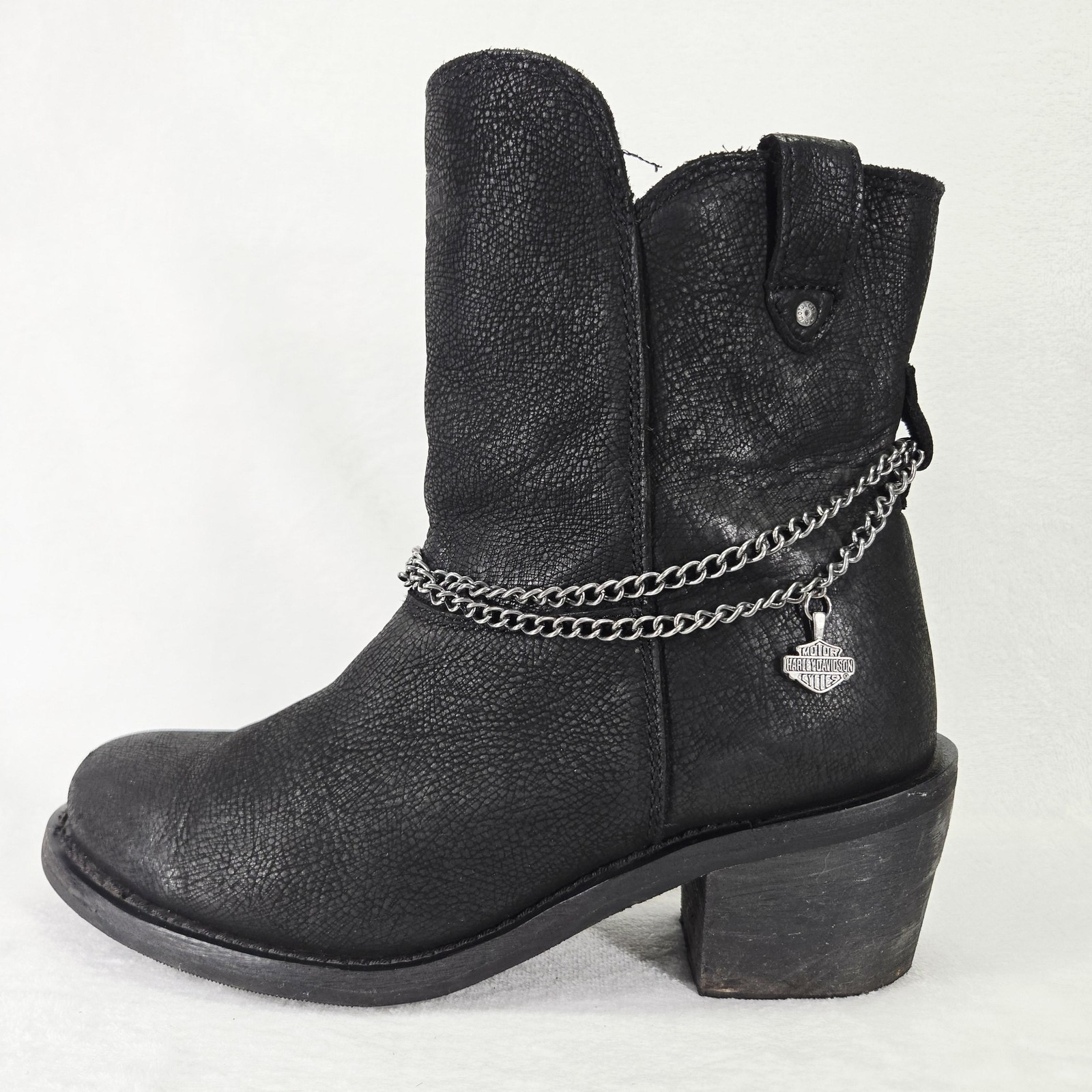 Harley Davidson Boots Womens 11 Black Leather Chain Motorcycle Biker D87184