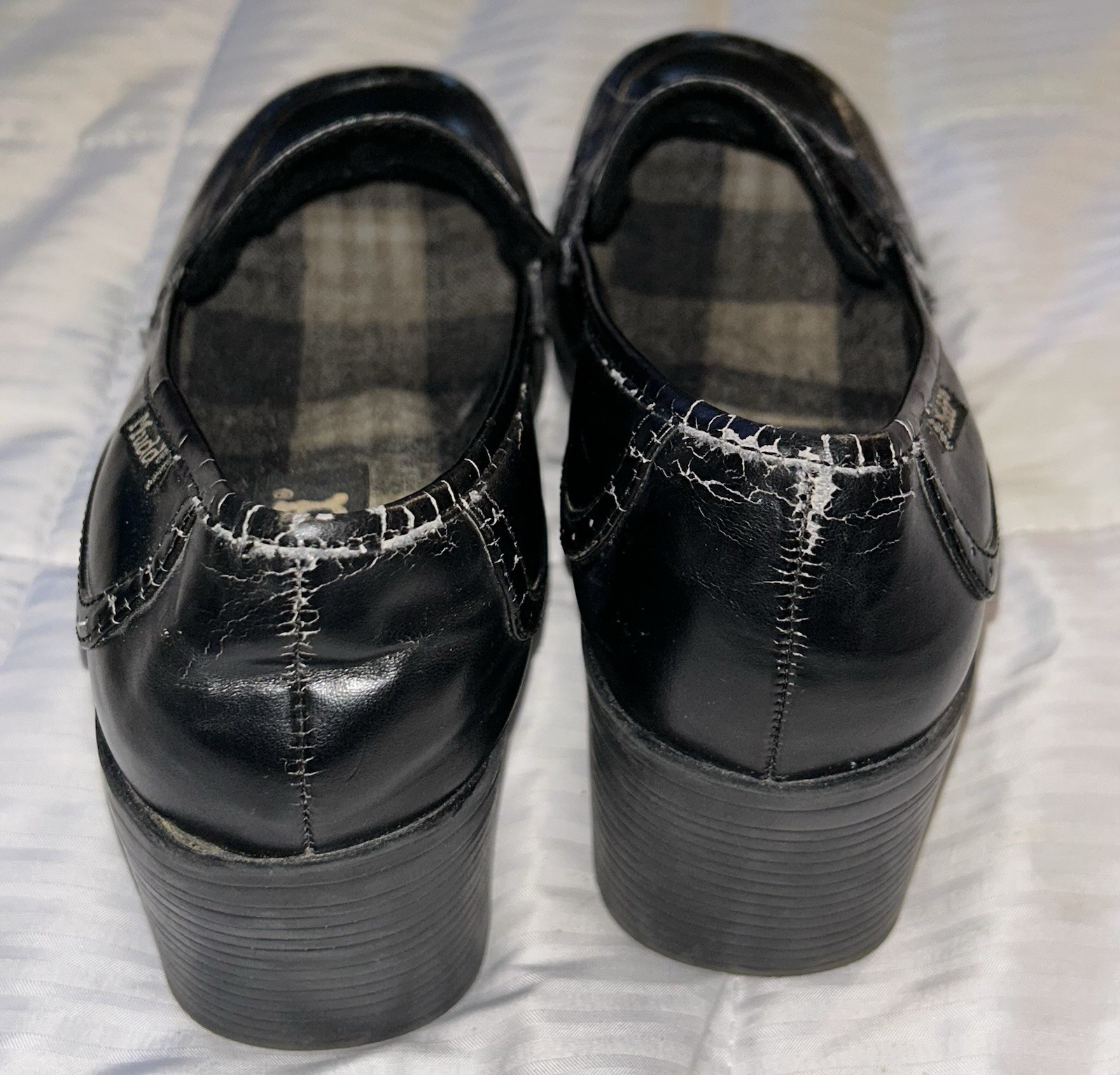 Vintage Mudd Y2K Black Chunky Block Heel Platform Loafer Shoes Size 9.5 90’s