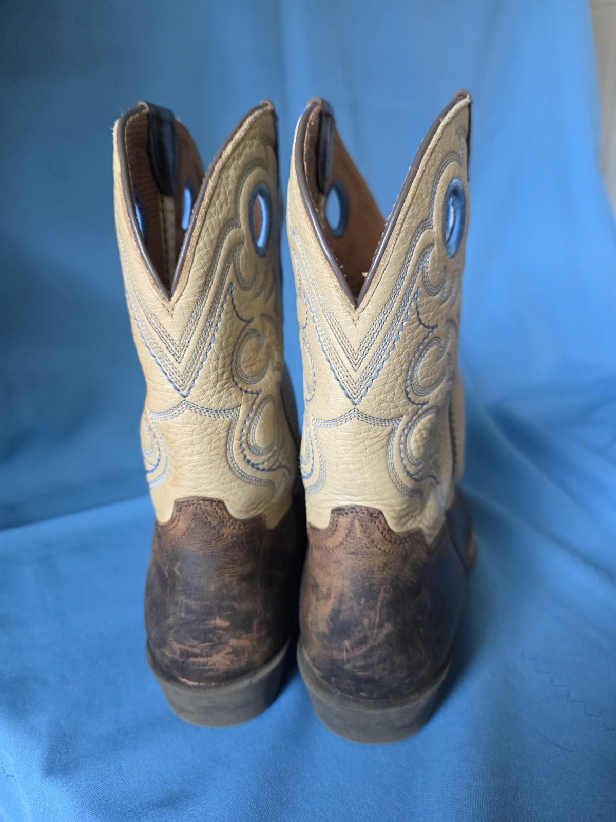 Ariat 4LR Western Cowboy Boots Womens 6 Brown Tan Distressed Square Toe Ranch