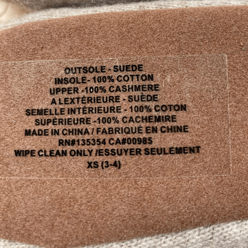 NWT SKIN Girls 100% Cashmere Mocha Ballet Slippers House-shoes – Size XS/ 3-4