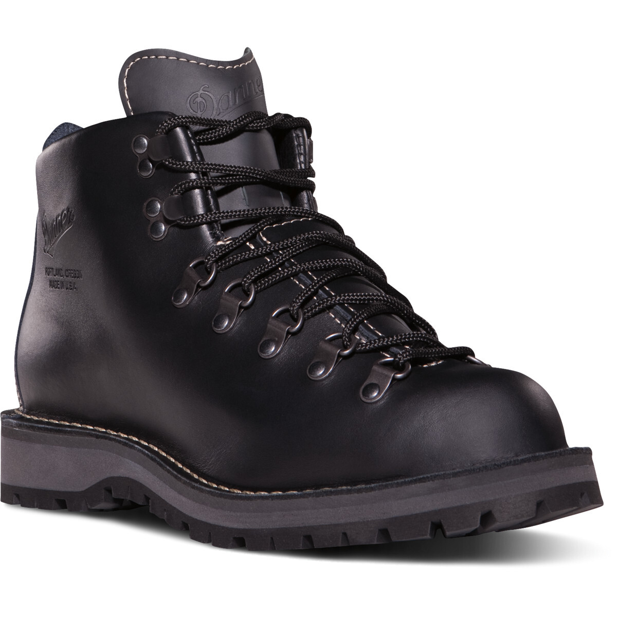 with box DANNER MOUNTAIN LIGHT II 5 WATERPROOF BLACK OUTDOOR BOOTS 30860 G1N