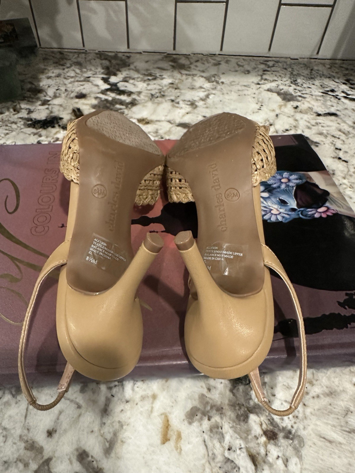 Allyson Charles David Beige Slingback Pointed Toe Slip On Heels nude color 8.5
