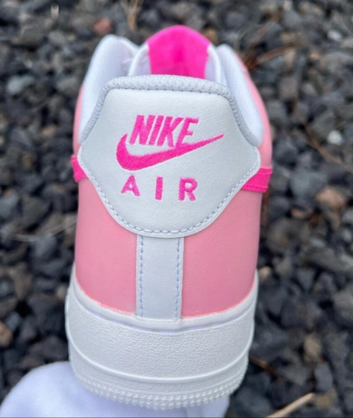 Custom “HOT PINK” Nike Air Force 1 Triple White Pink Womens/Kids