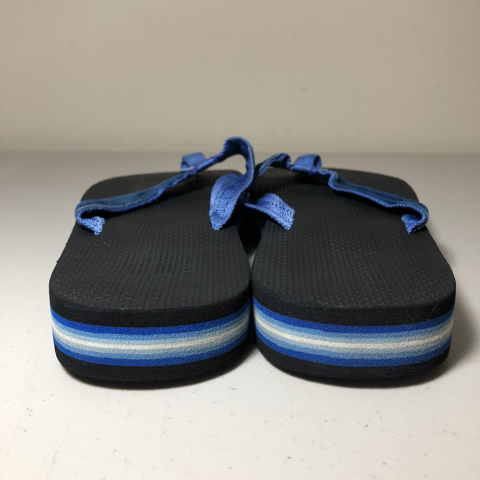 Kinsman 70’s 80’s Thongs Flip Flops Sandals Women’s M (~8.5) Blue Layered Foam
