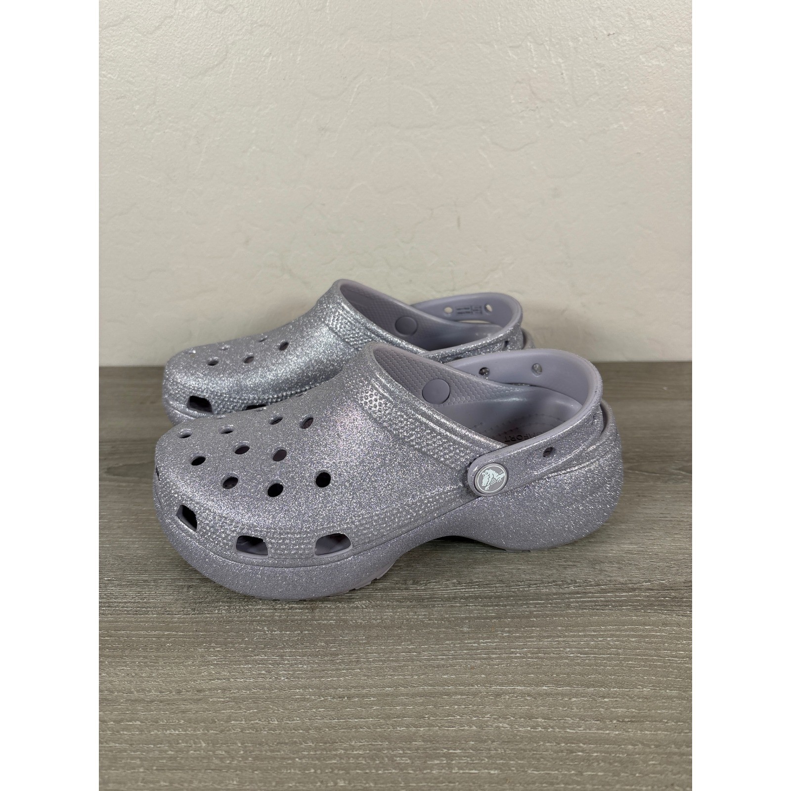 Crocs Classic Platform Glitter Clog Mauve Mist Lavender Purple Sparkle Shoes 6