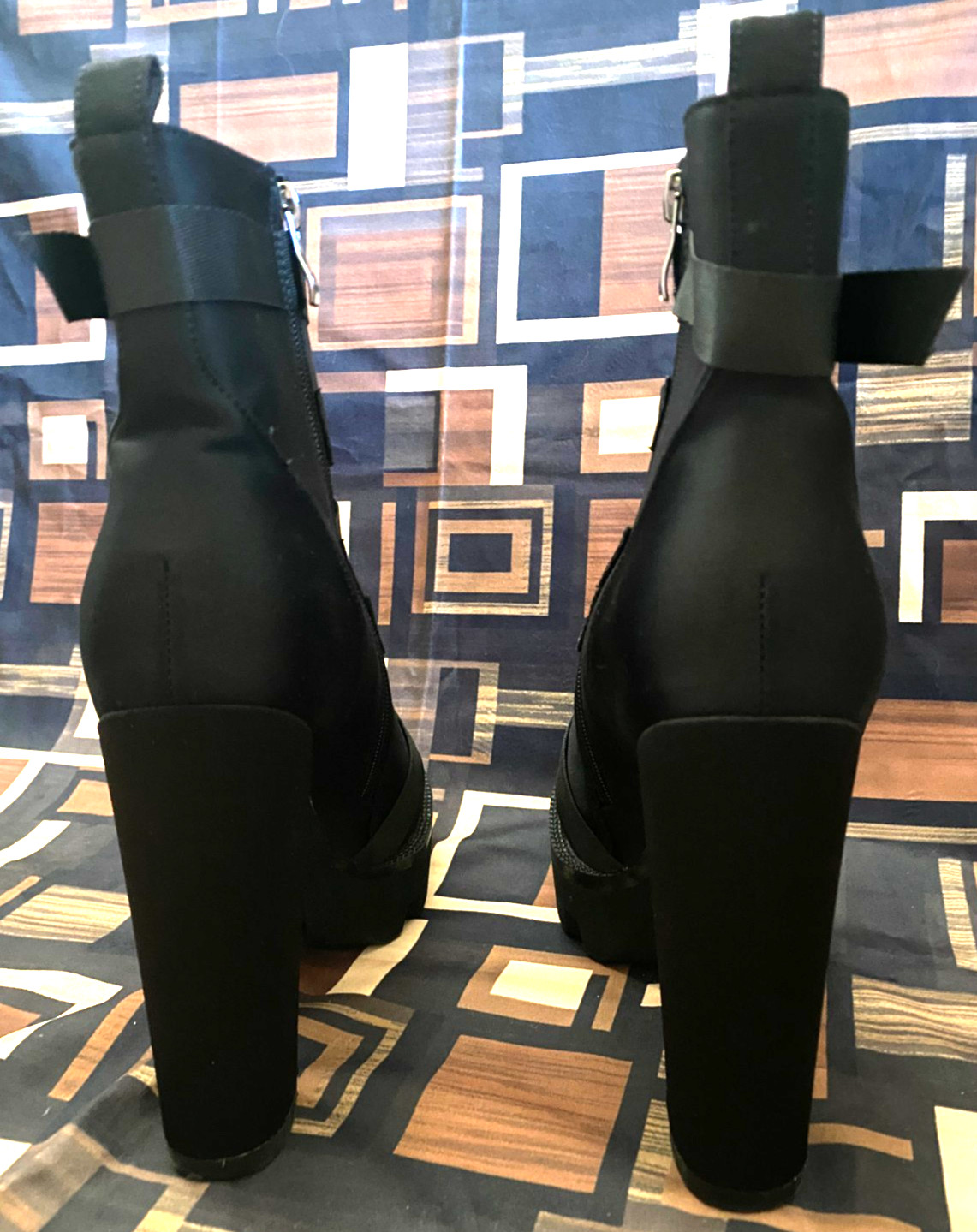 WETKISS Black Chunky High Heeled Platform/Combat Ankle Boots Size 9