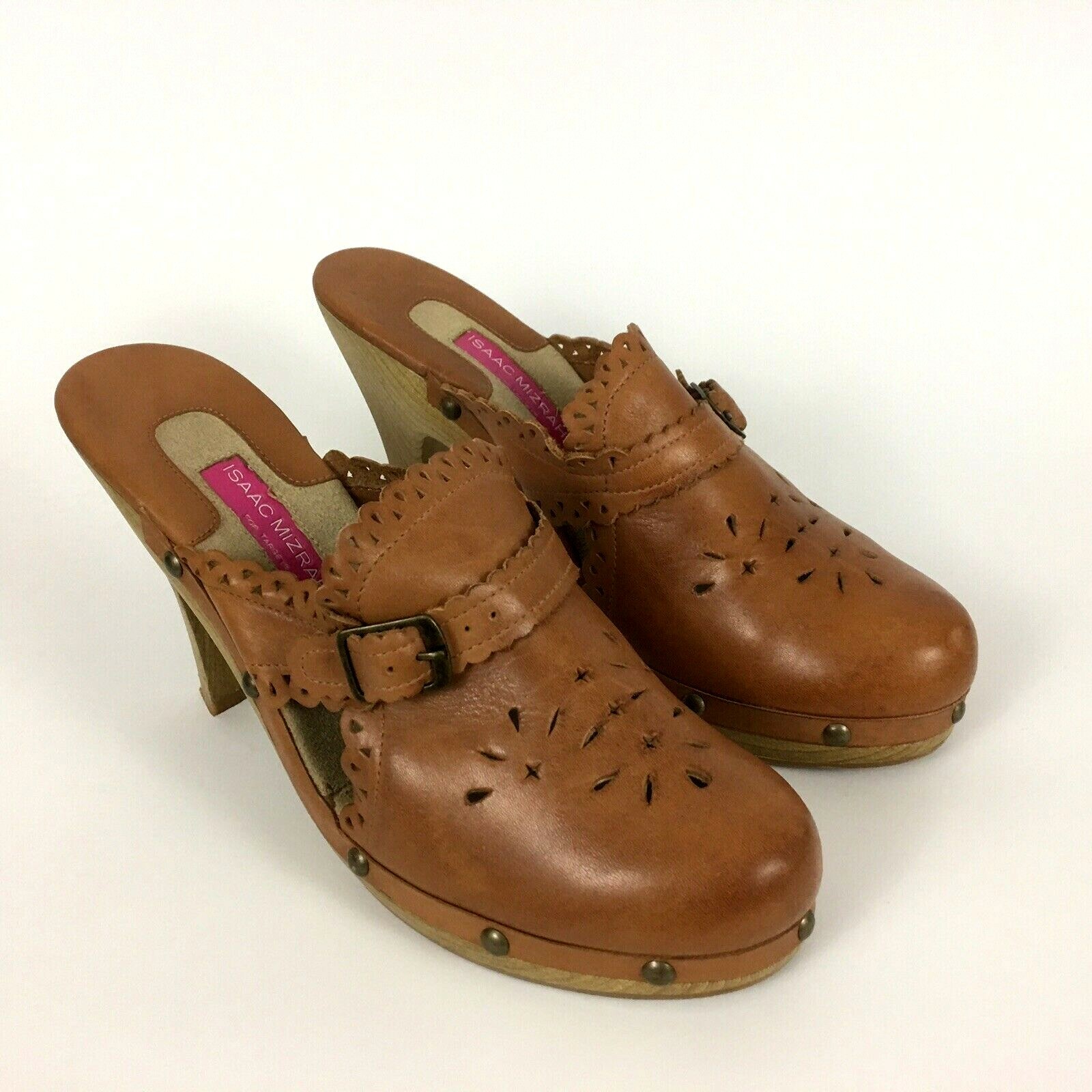 Isaac Mizrahi For Target Womens Blondie Heels Size 9 Tan Mules Leather 096131143